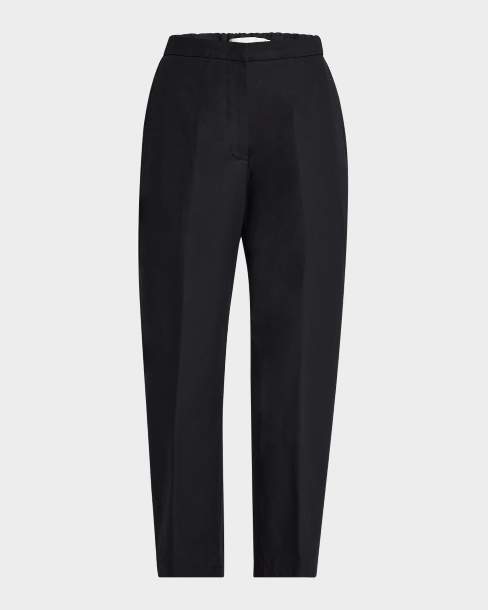 Mid-Rise Cotton Wide-Leg Ankle Trousers