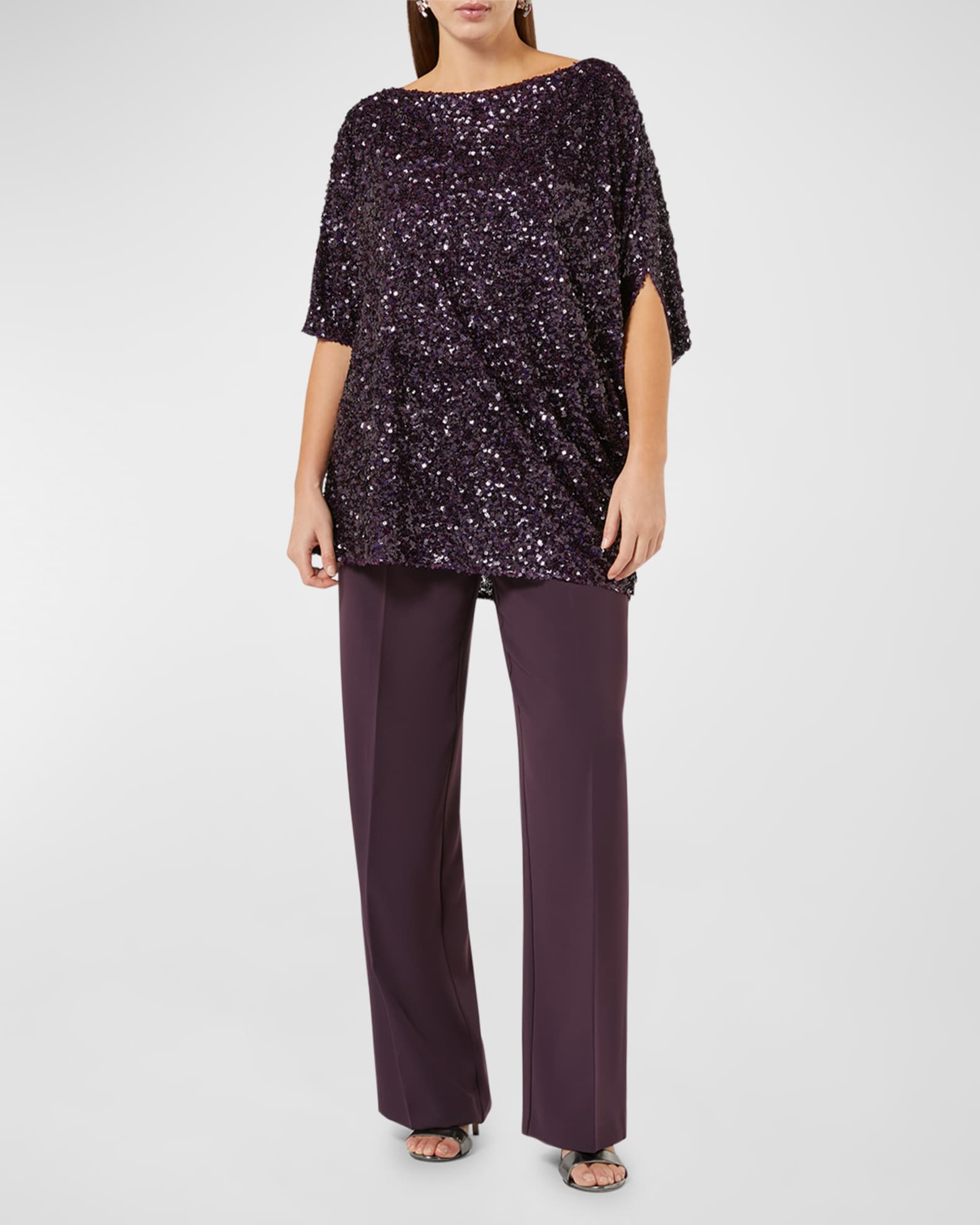 Marina Rinaldi Dorotea Sequin Tunic Top Bordeaux