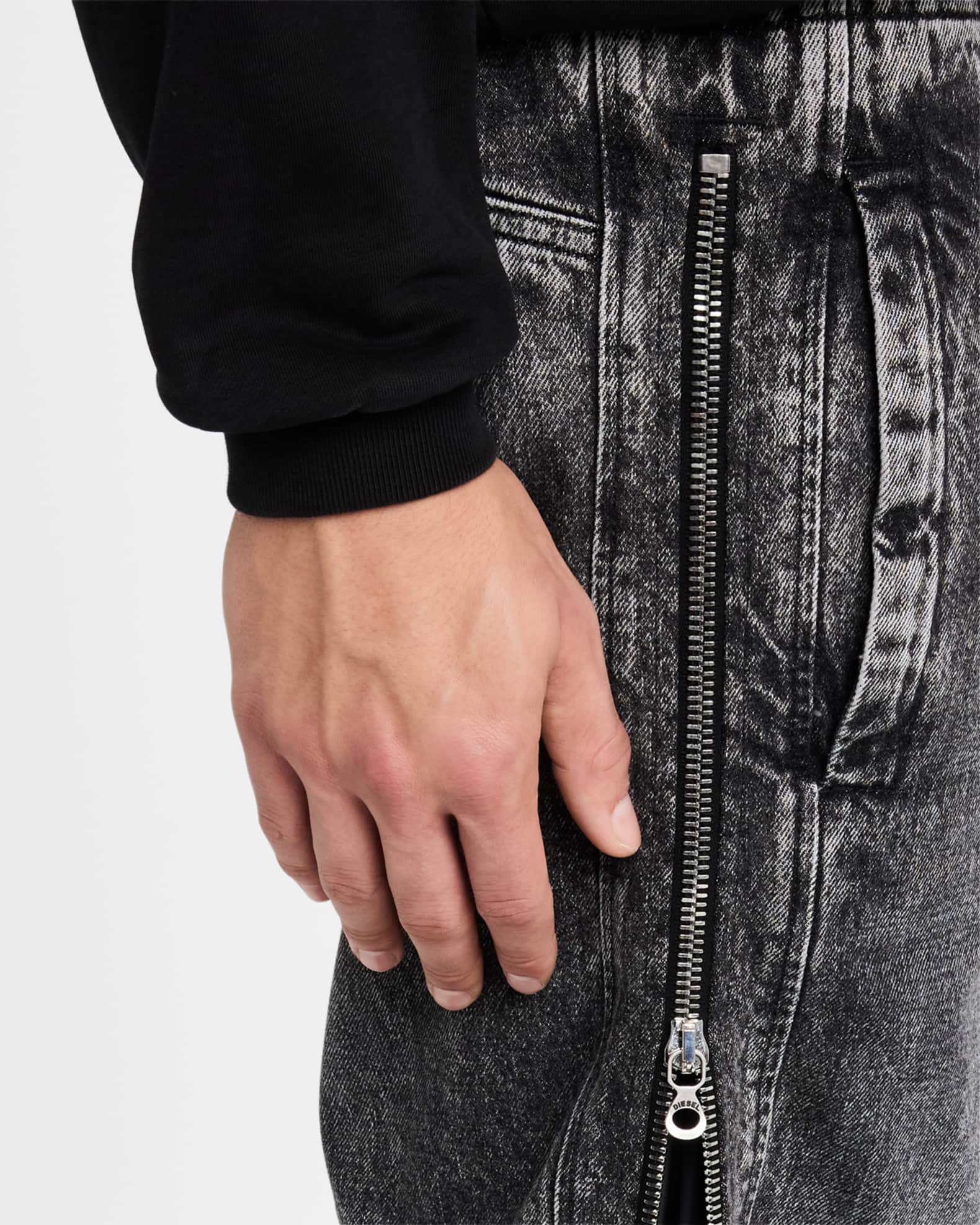 Men s Drawstring Side Zip Jeans