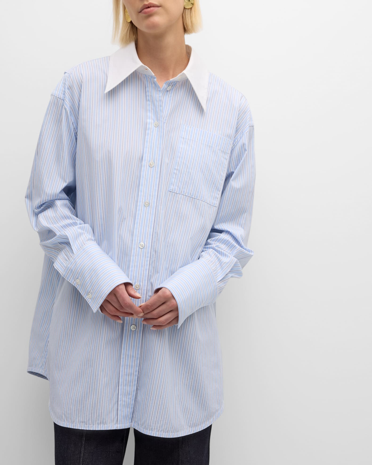 Oversized Buttondown Shirt With Patch Pockets In Cotton main image 0