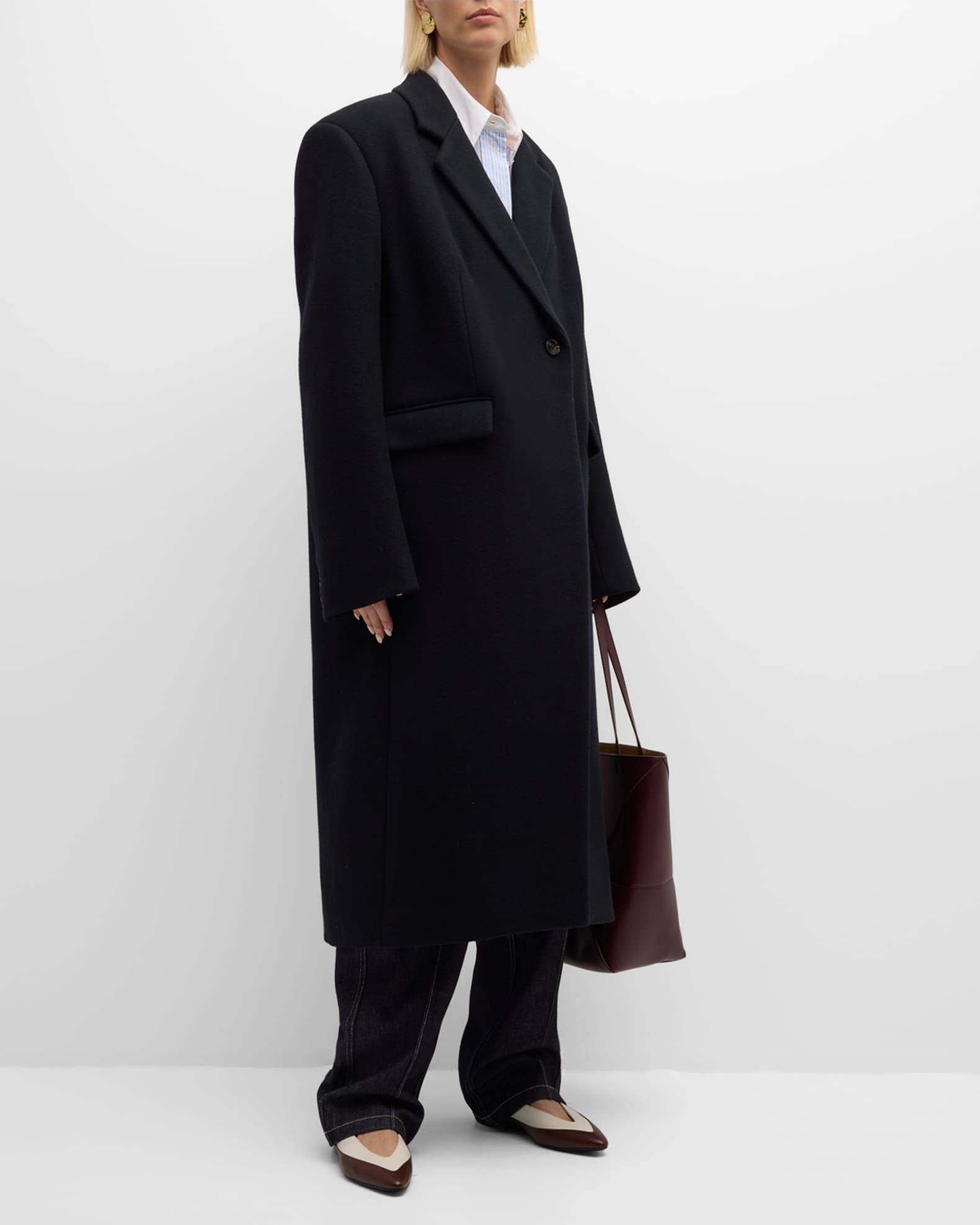 Co Single Breasted Long Wool Black