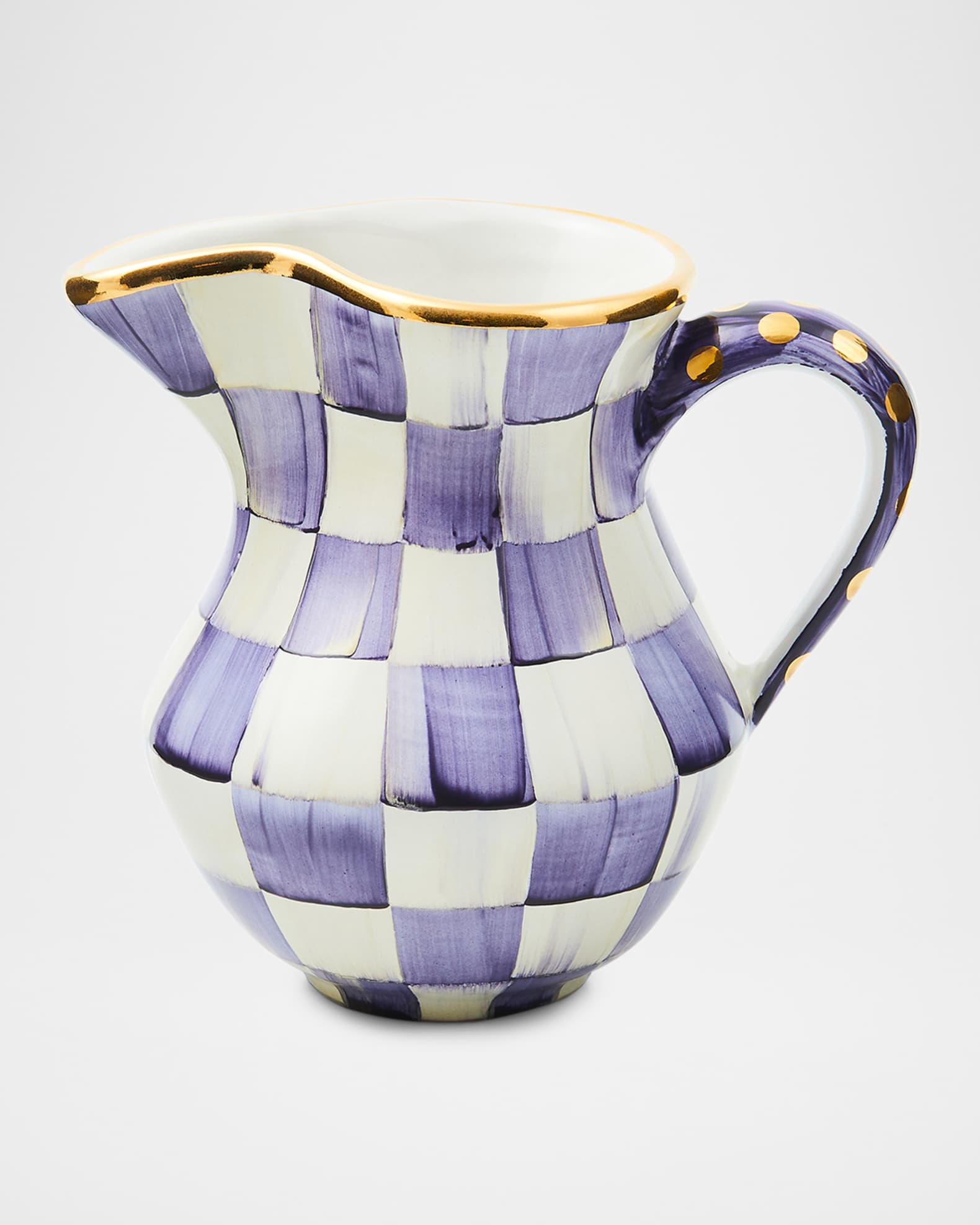 Plum Check Ceramic Creamer 0