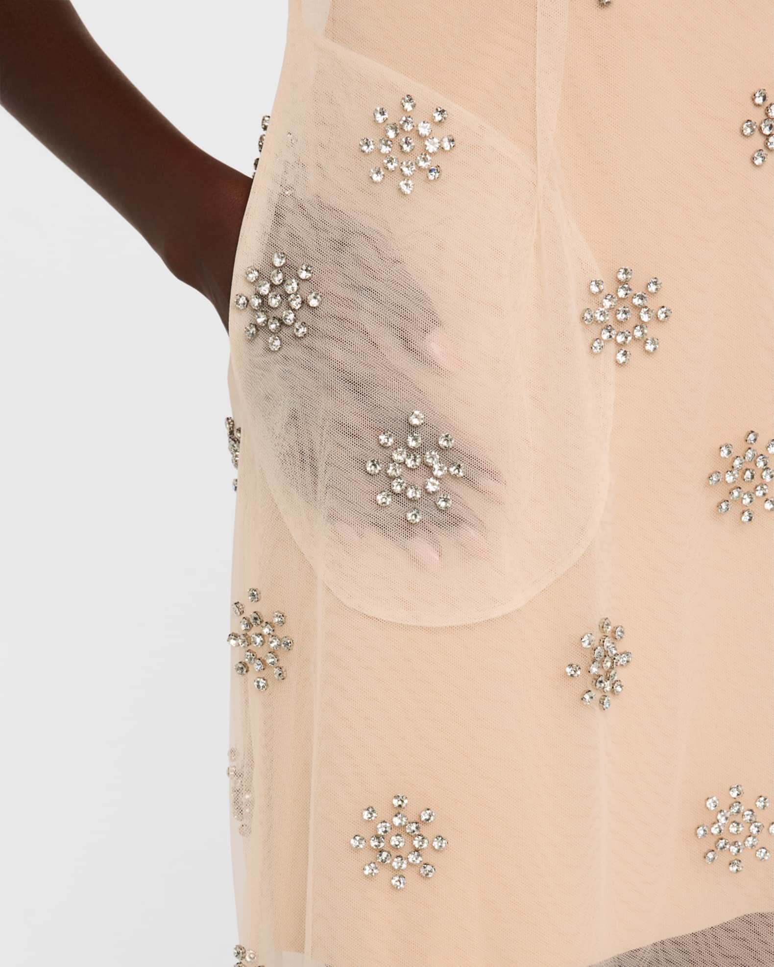 Simone Rocha Crystal Sleeveless Sheer Midi Dress | Neiman Marcus