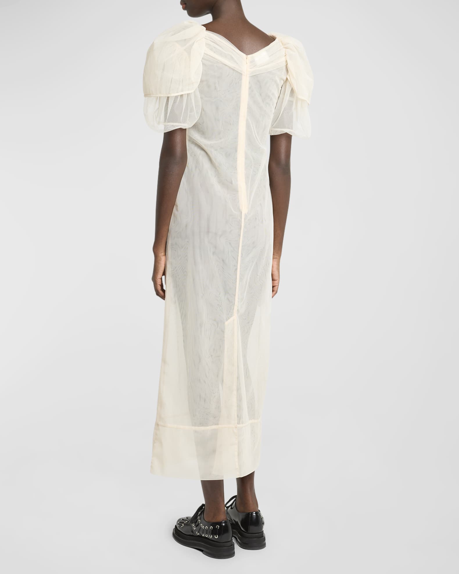 Simone Rocha Crystal Petal-Sleeve Laced Corset Midi Dress | Neiman Marcus