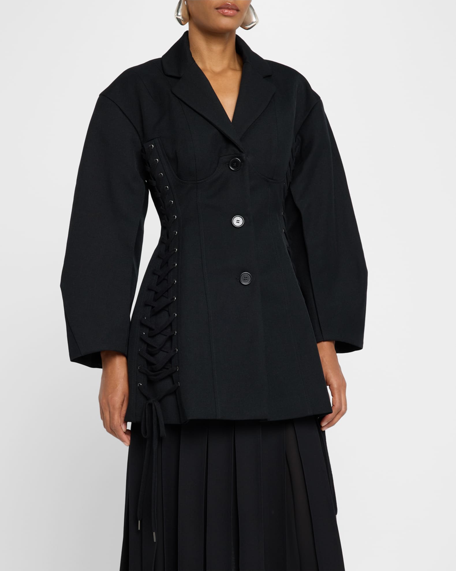 Simone Rocha Puff-Sleeve Sculpted Corset Jacket | Neiman Marcus