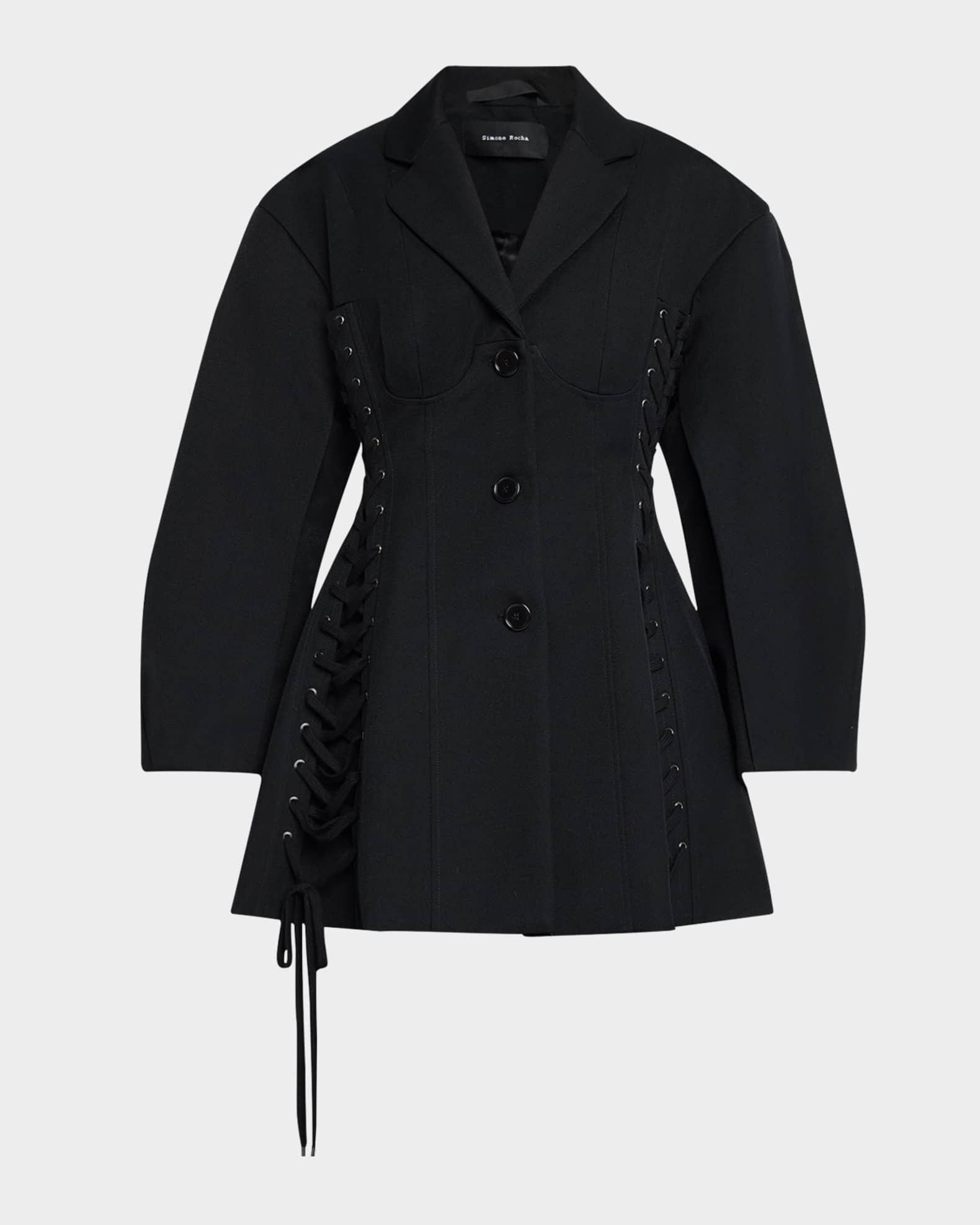 Puff-Sleeve Sculpted Corset Jacket 0