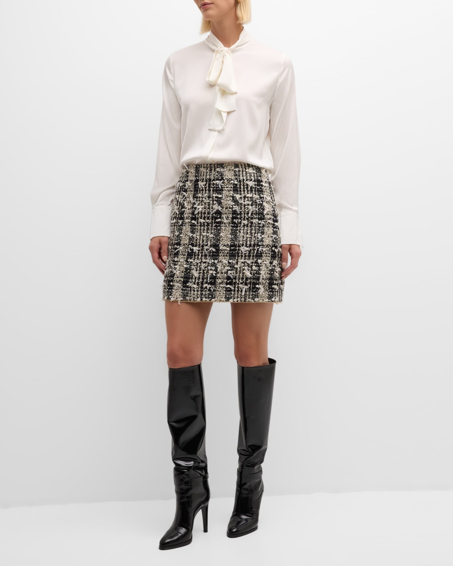 Dune Tweed Mini Pencil Skirt