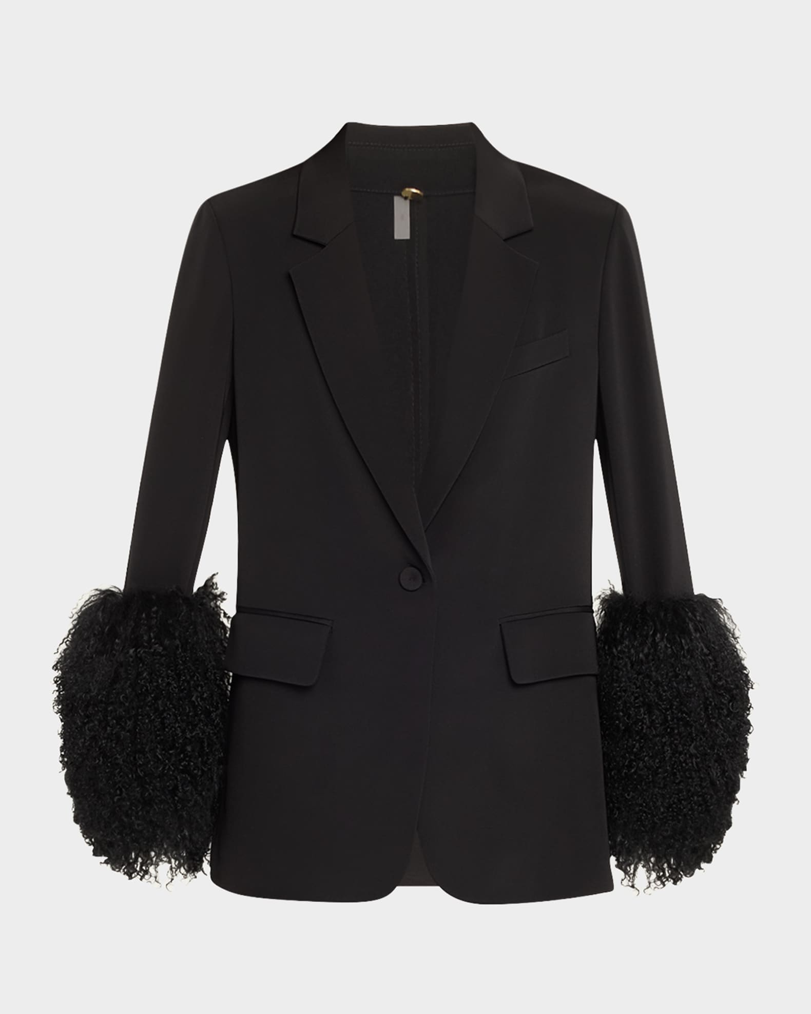 Holly Wool-Cuff Stretch Silk Jacket 0