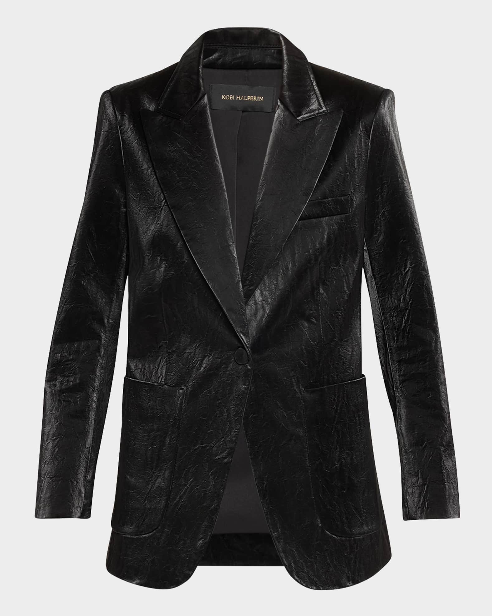 Pixi Single-Button Silken Blazer Jacket 0