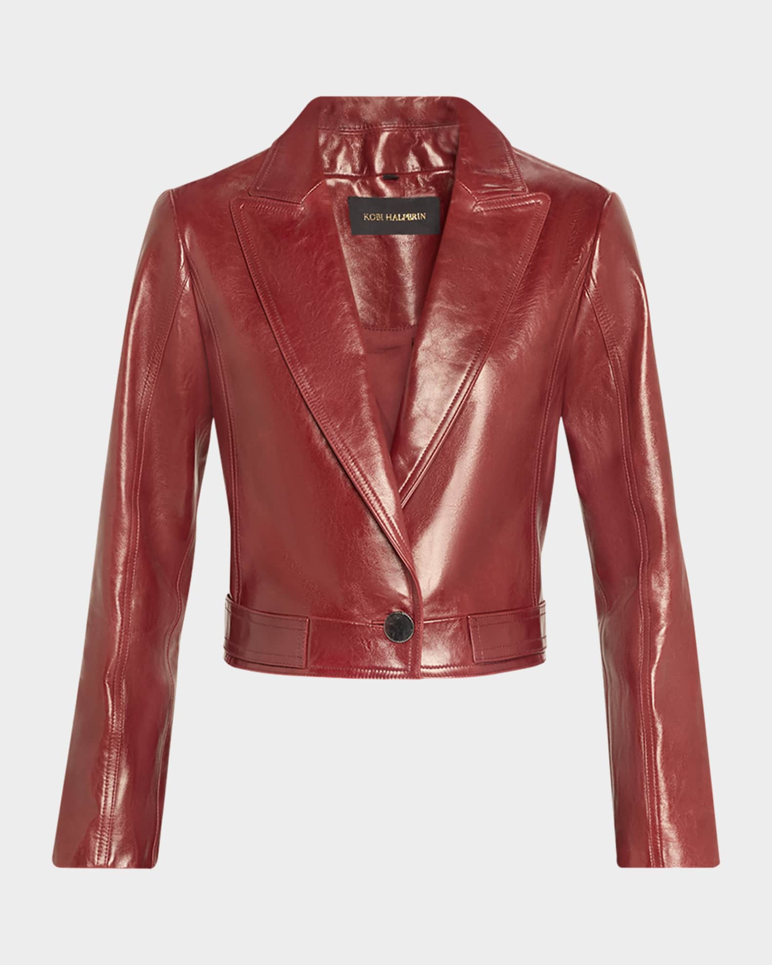 Kobi Halperin Astra Cropped Leather Jacket Bordeaux Women s XL Coats Jackets Outerwear Leather Faux Leather Jackets