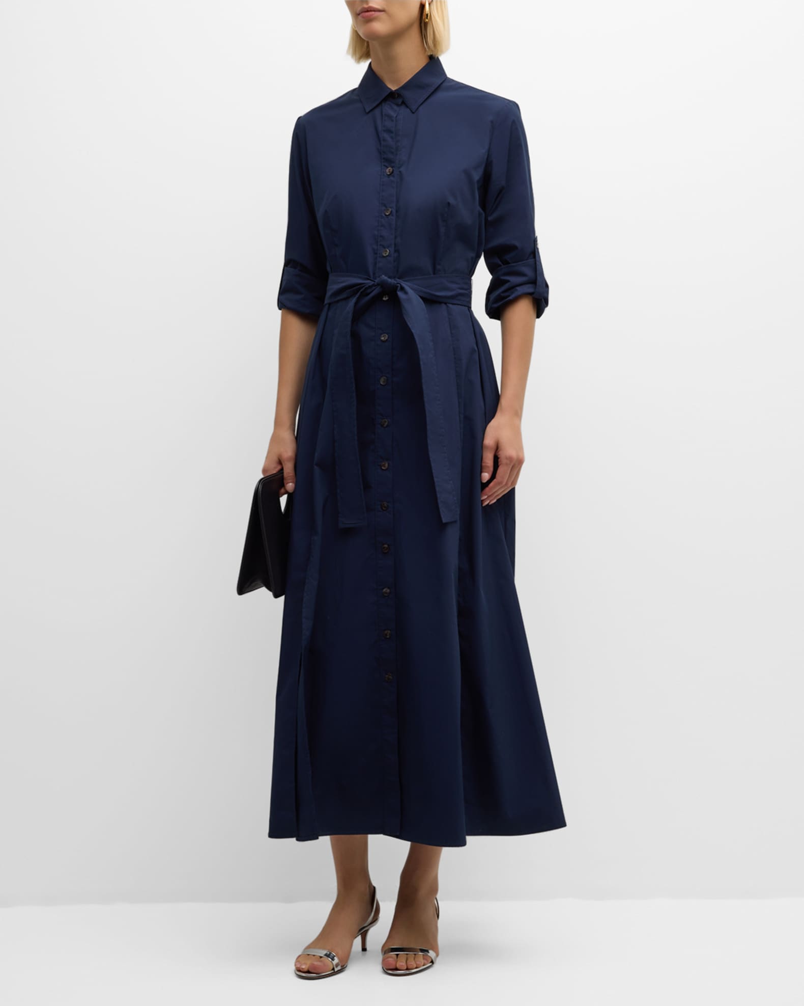 Laine Tie Waist Weathercloth Maxi Shirtdress