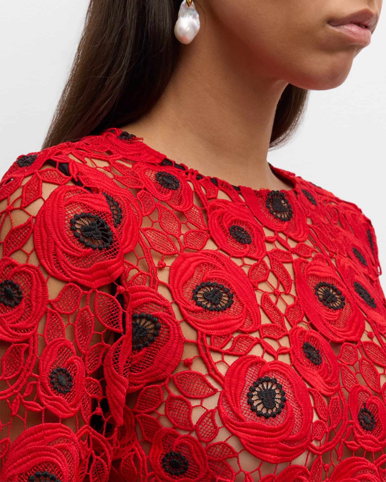Lace embroidery linen Top by Maurizio - Dakota Stone Boutique