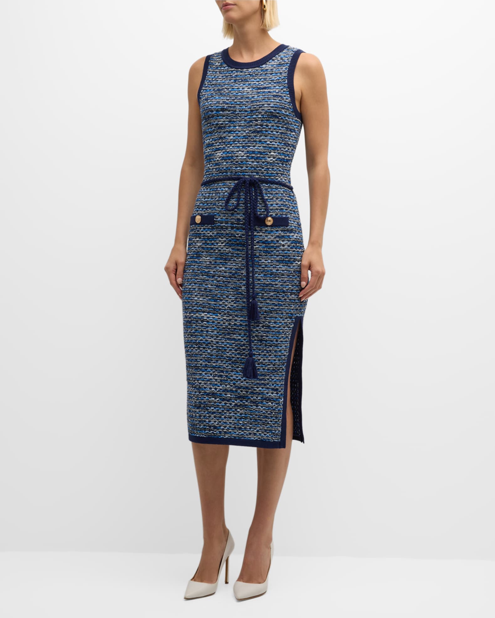 Belted bodycon midi dress hot sale