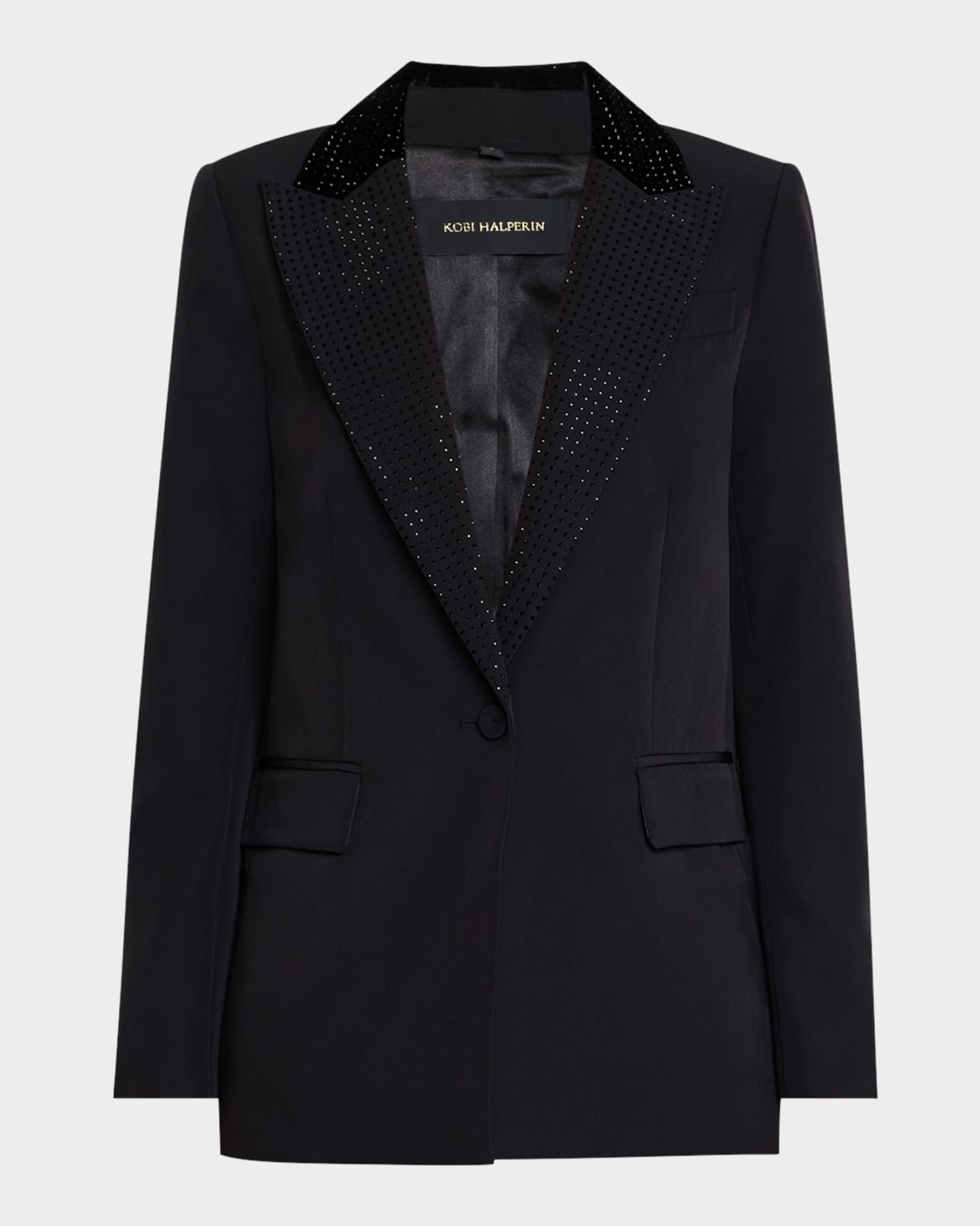 Kenny Single-Button Rhinestone Twill Jacket 0