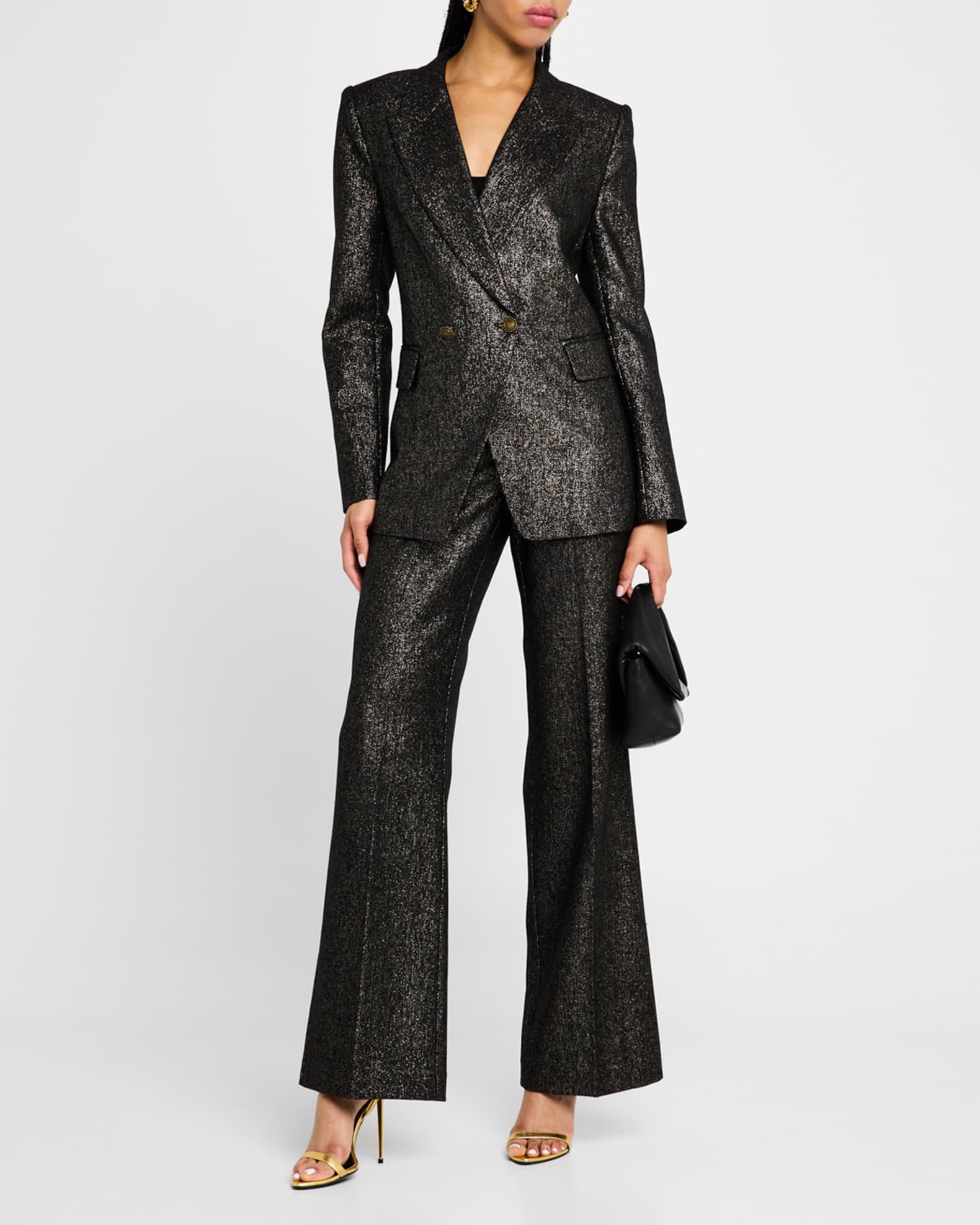 Misha Metallic Flare-Leg Pants 1