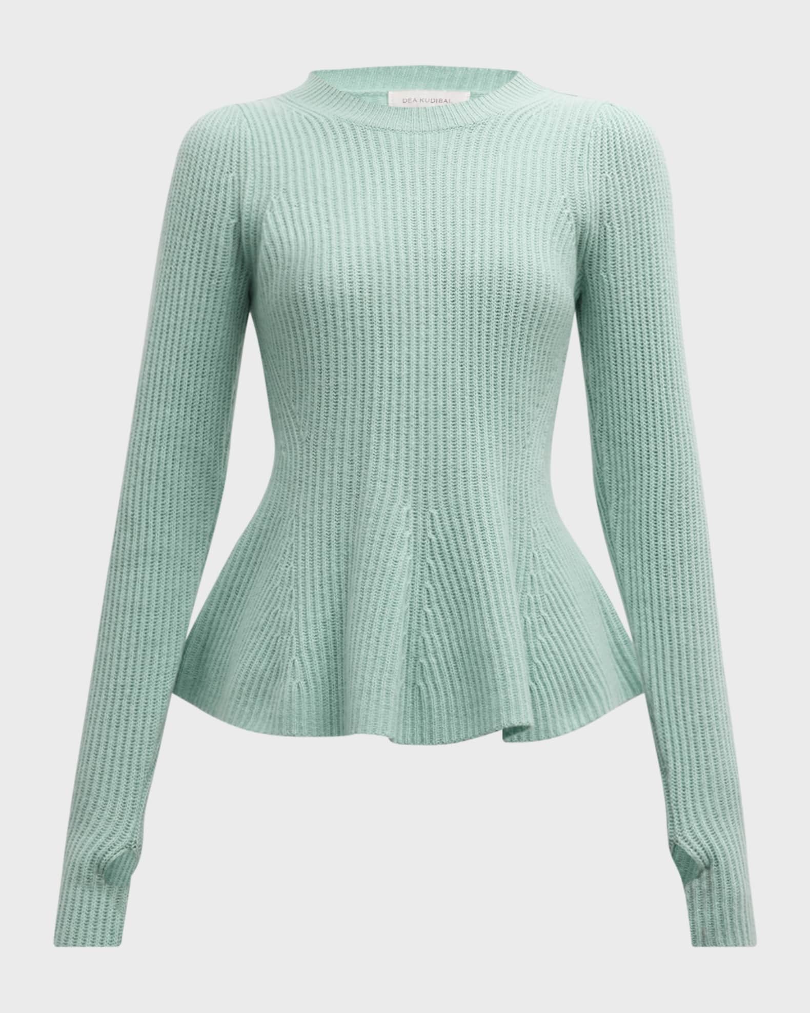 Dea Kudibal Sugar Cashmere Peplum Sweater Opal Creek Women s M Sweaters Cashmere Sweaters