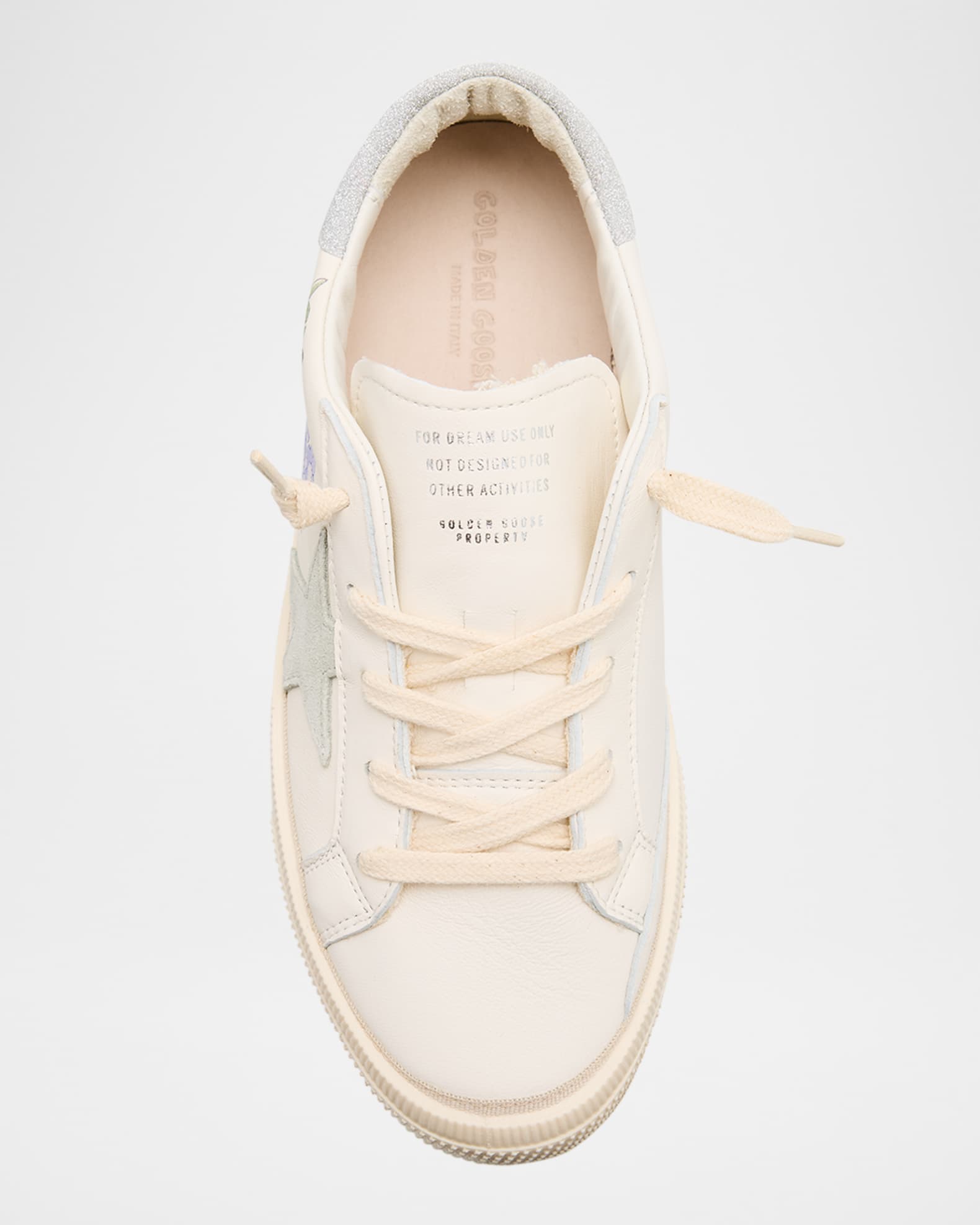 【PORTERNA】May lace-up sneakers Golden Goose Girl's May Nappa Leather Painted Flowers Lace