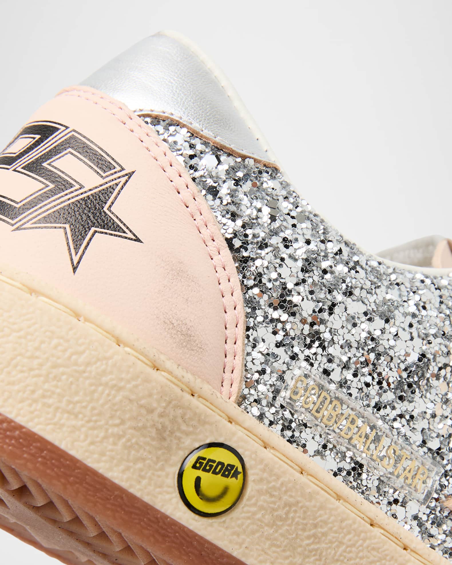 Golden Goose Girl's Ballstar Leather Glitter Sneakers