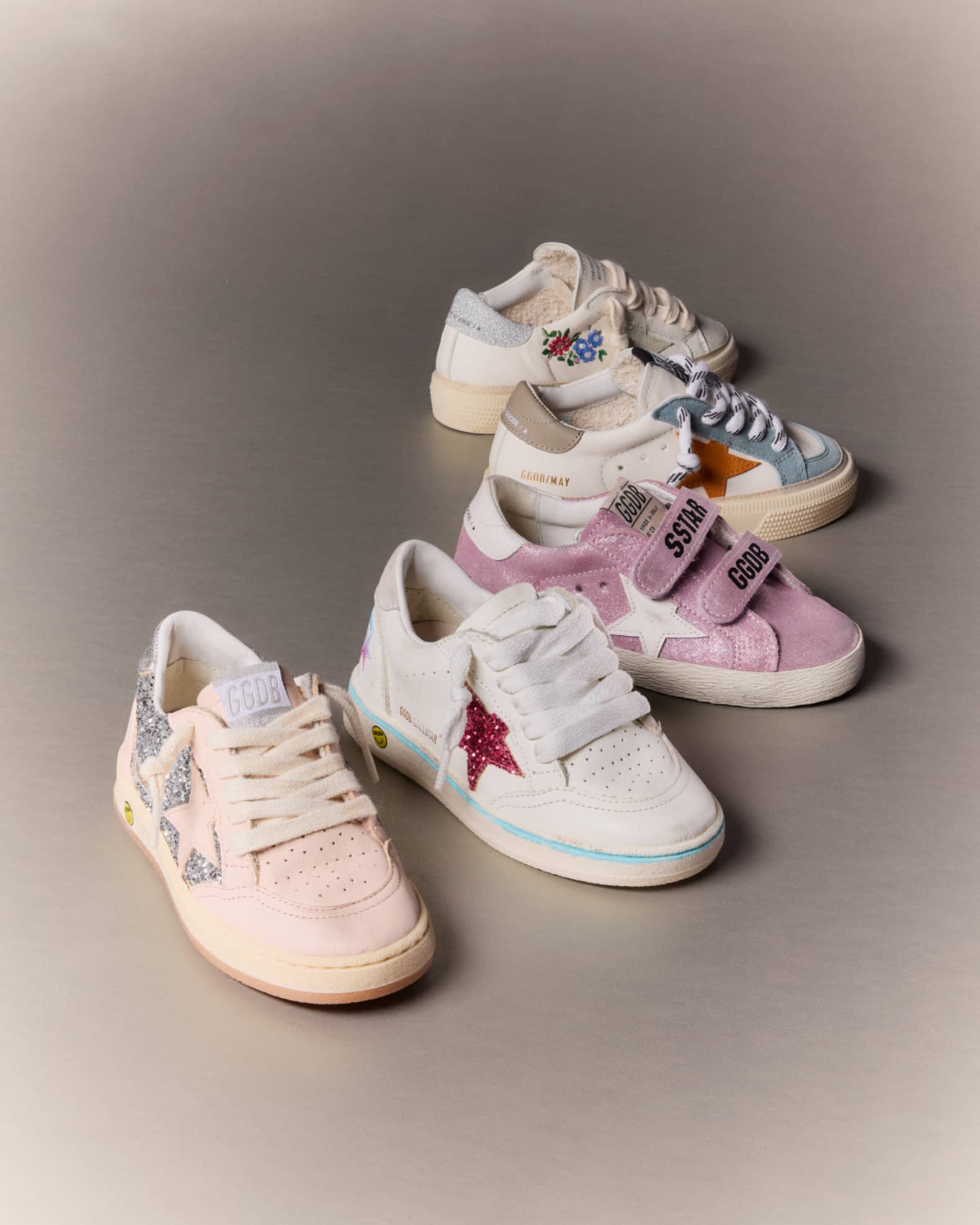 Golden Goose Girl's Ballstar Leather Glitter Sneakers, Baby/Toddlers
