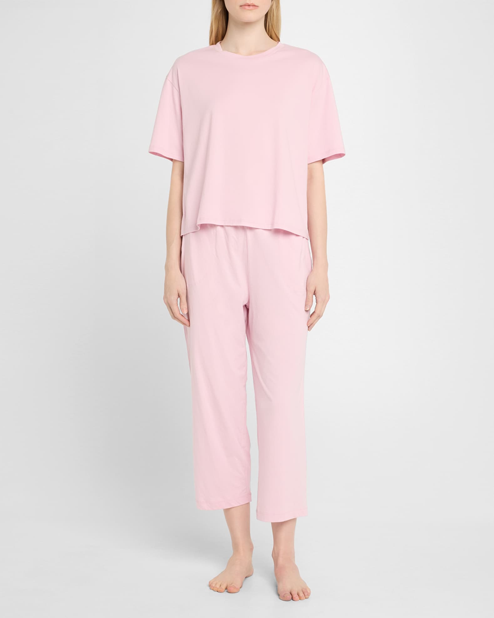 Cali and Carlyn Cropped Pima Cotton Pajama Set - Thumbnail 2