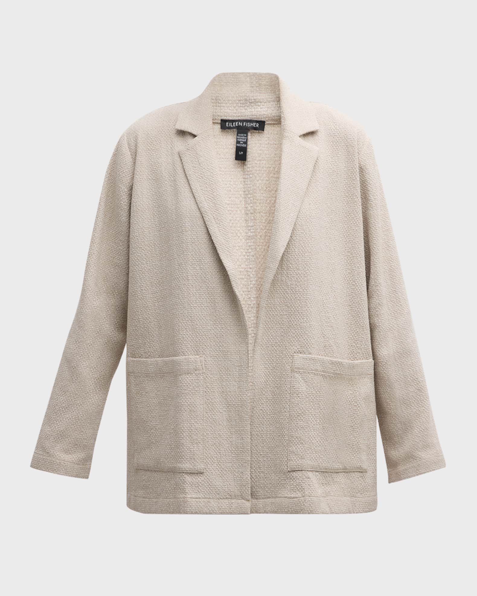 Petite Open Front Organic Cotton Tweed Blazer Neiman Marcus