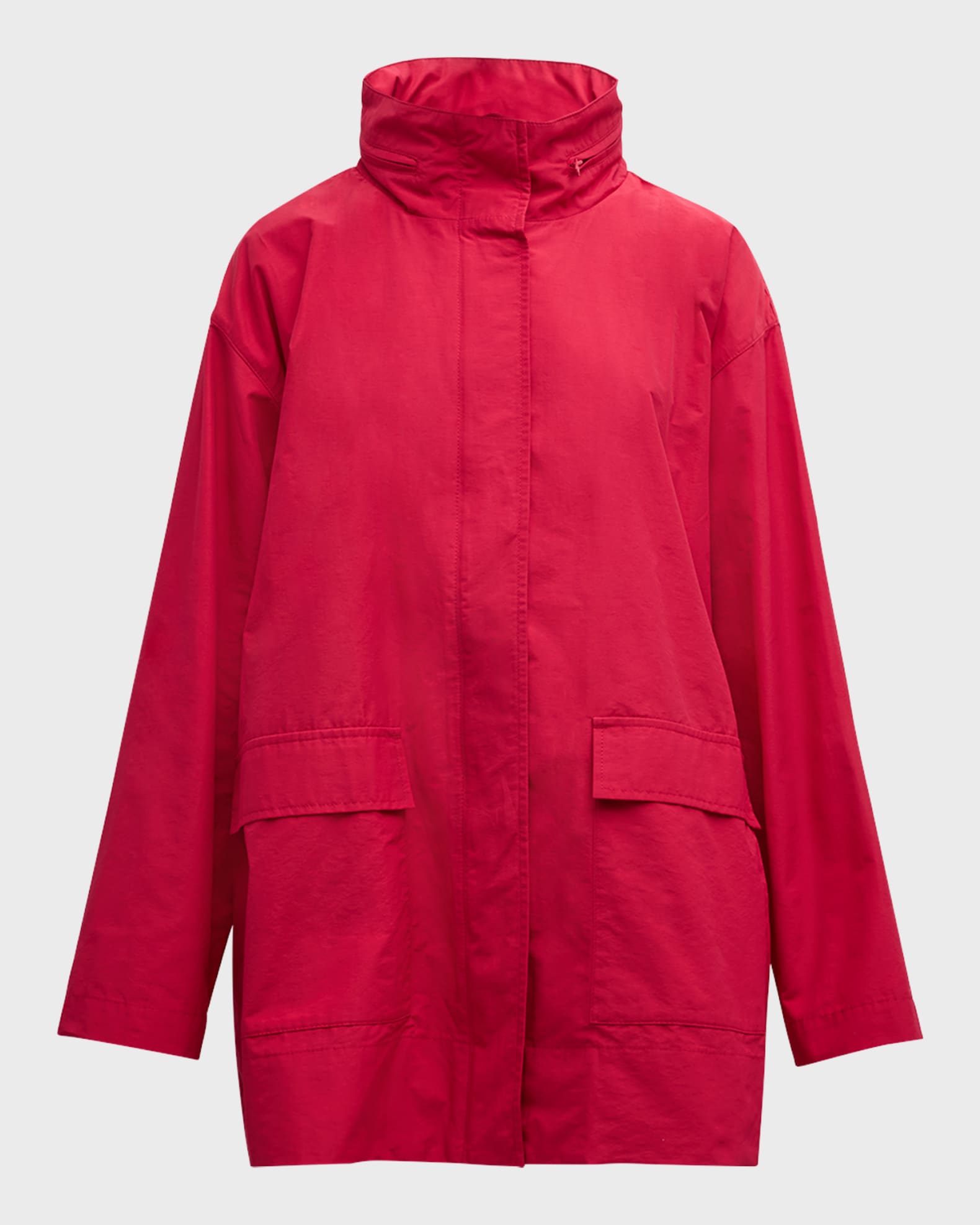 Petite Stand Collar Jacket with Hidden Hood