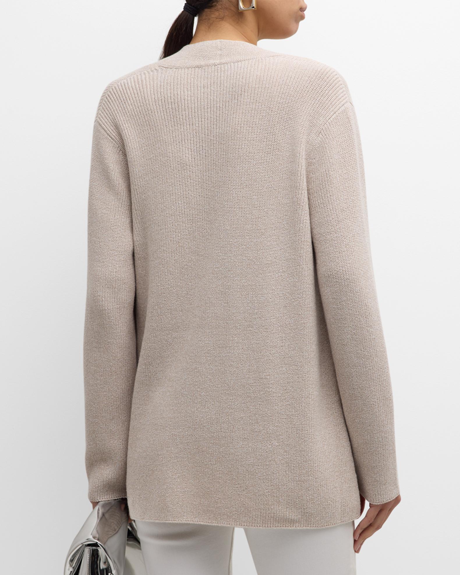 Pull à col rond côtelé à manches longues pour femme
