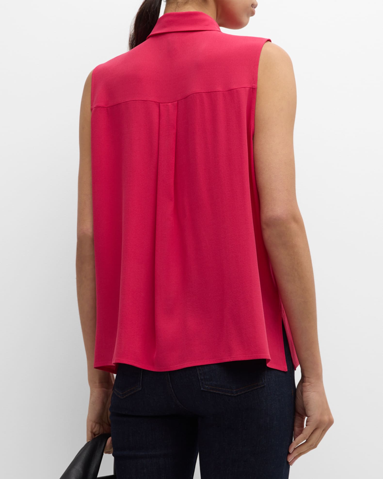 Eileen Fisher Sleeveless Silk Georgette Crepe Shirt Neiman Marcus
