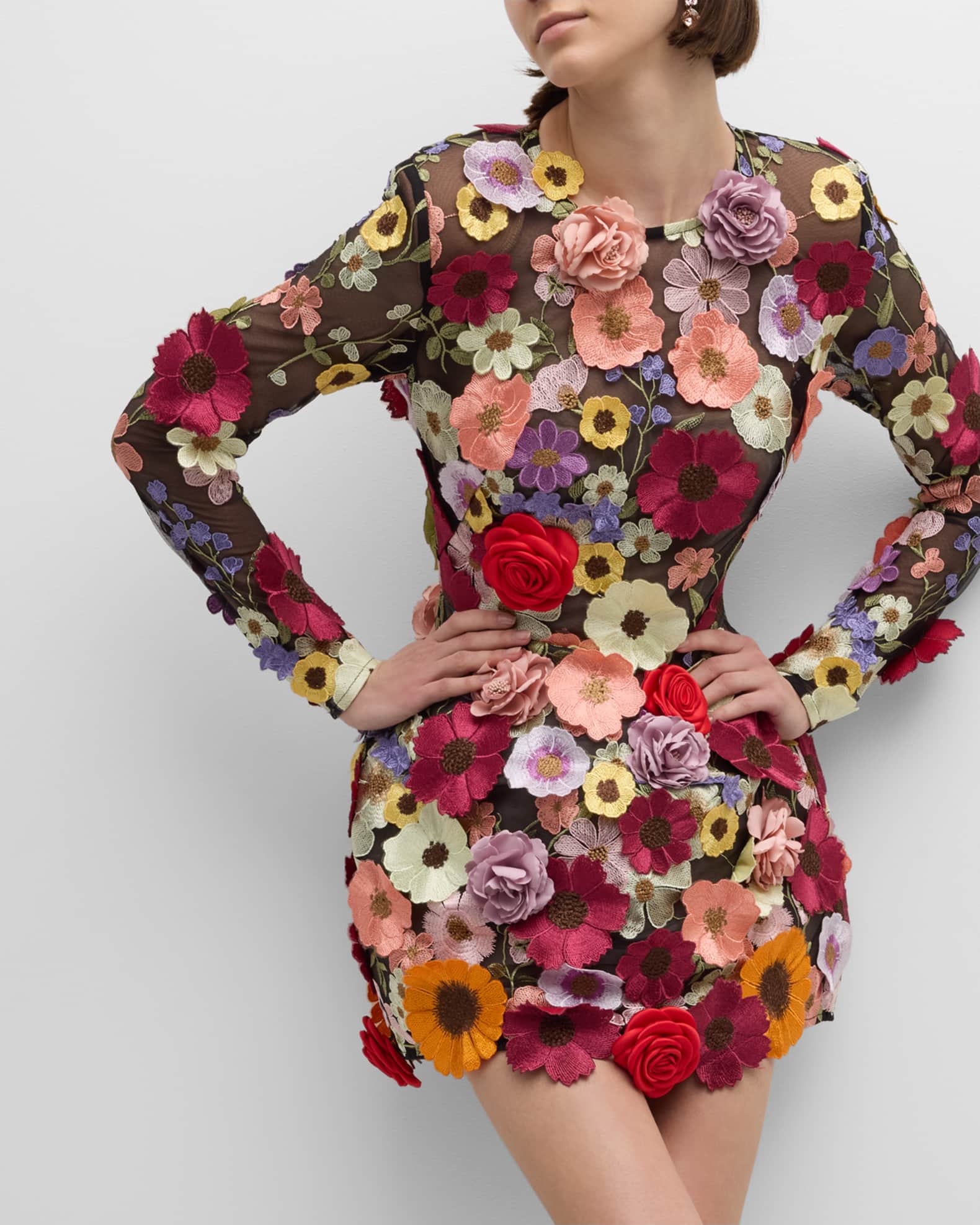 Botanical Applique Mini Dress
