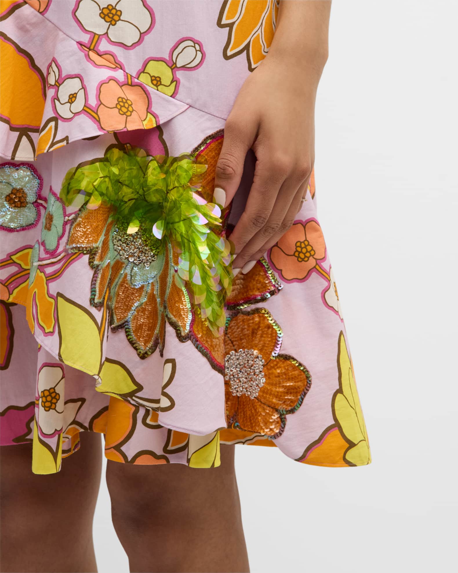 Ungaro Sleeveless Floral-Print Ruffle Dress | Neiman Marcus