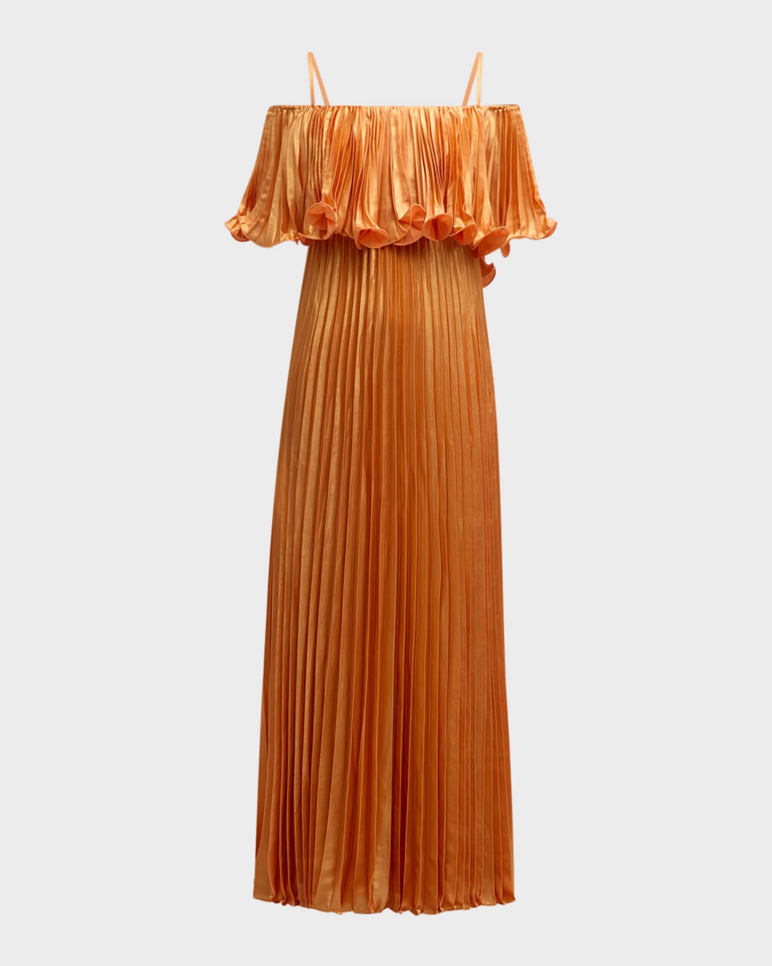 Ungaro Nikita Pleated Cold Shoulder Metallic Gown Neiman Marcus