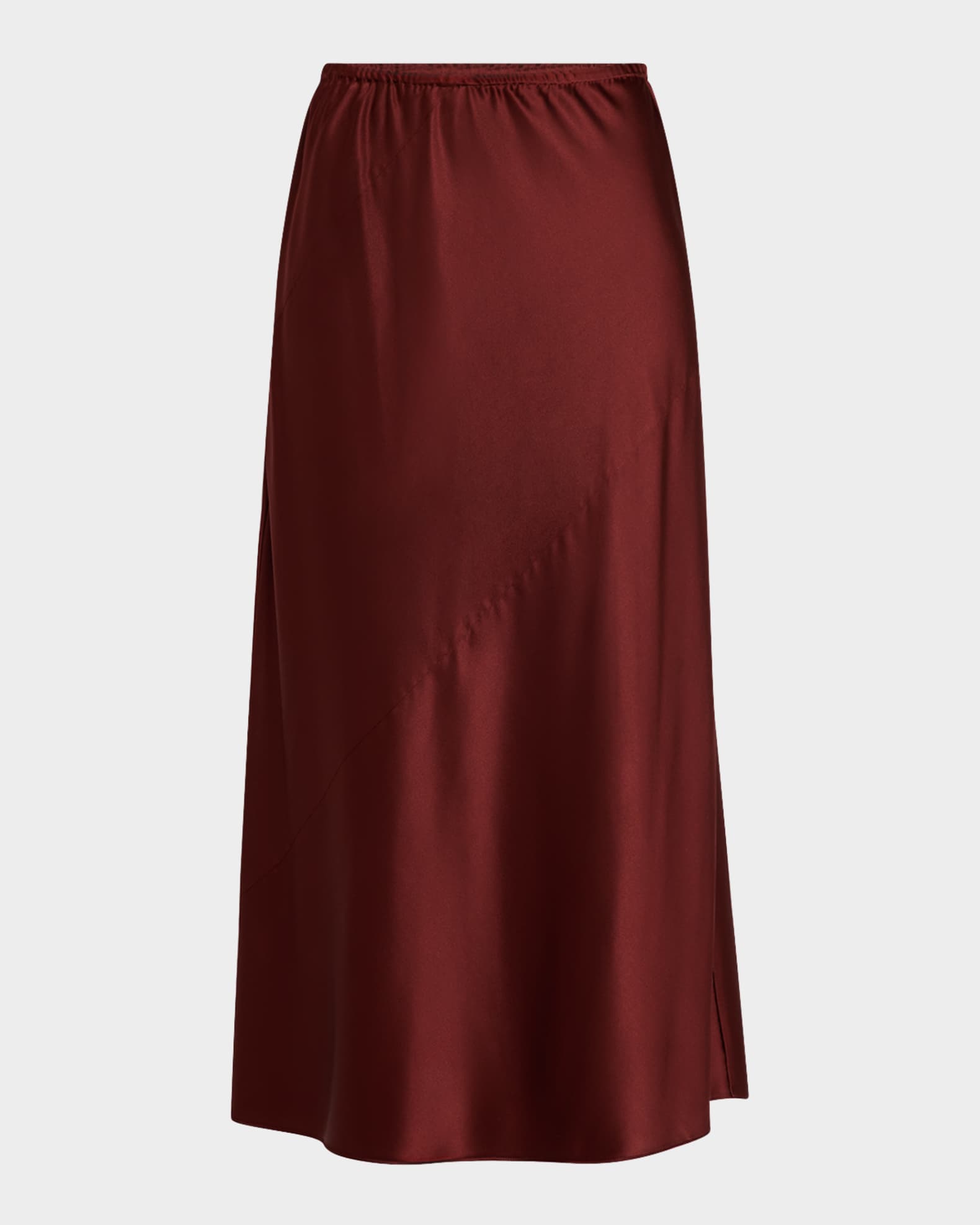 A-Line Silk Charmeuse Midi Skirt 0