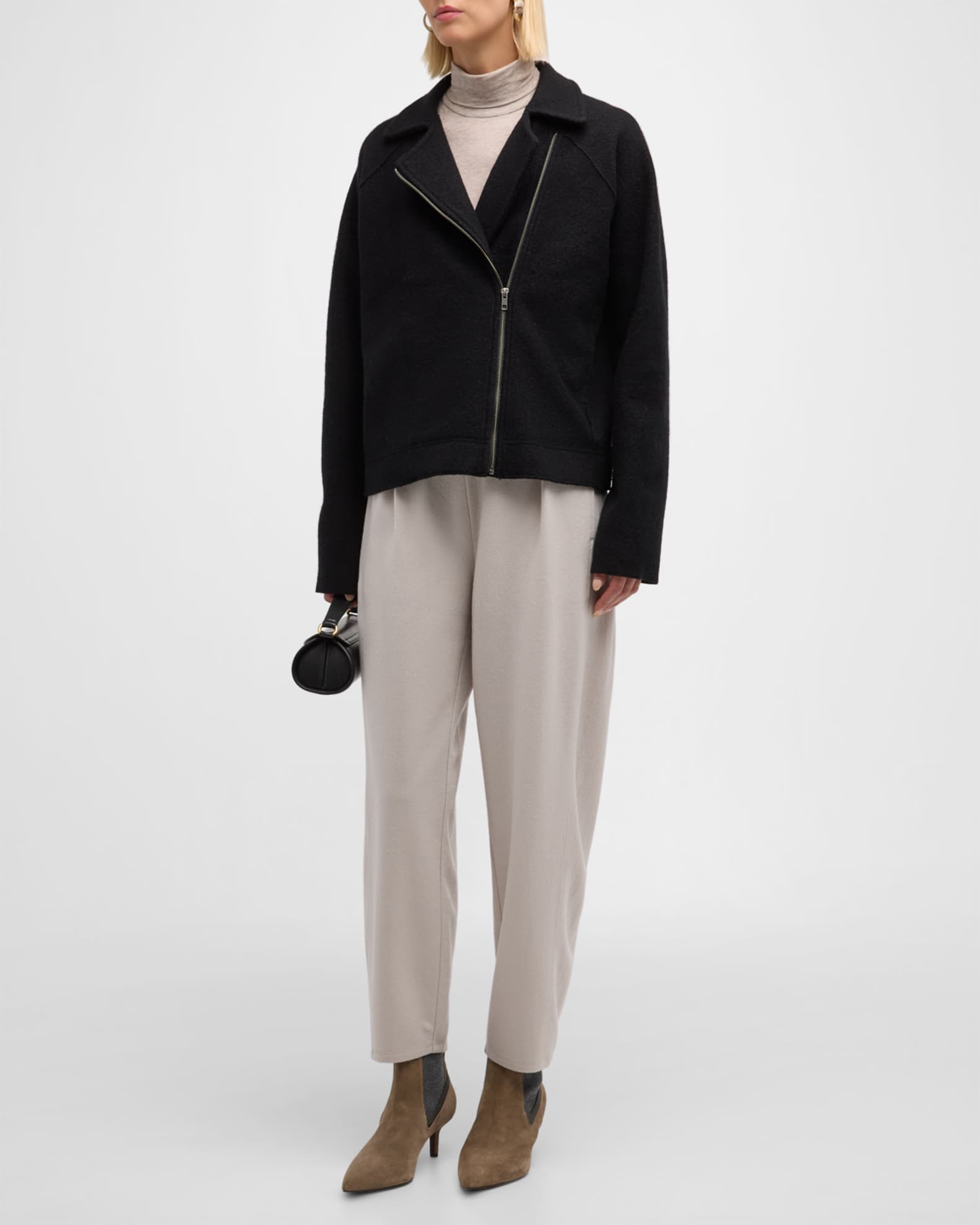 Zip Front Boiled Wool Jacket