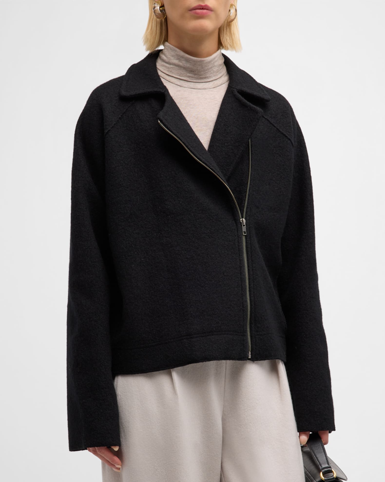 Zip Front Boiled Wool Jacket