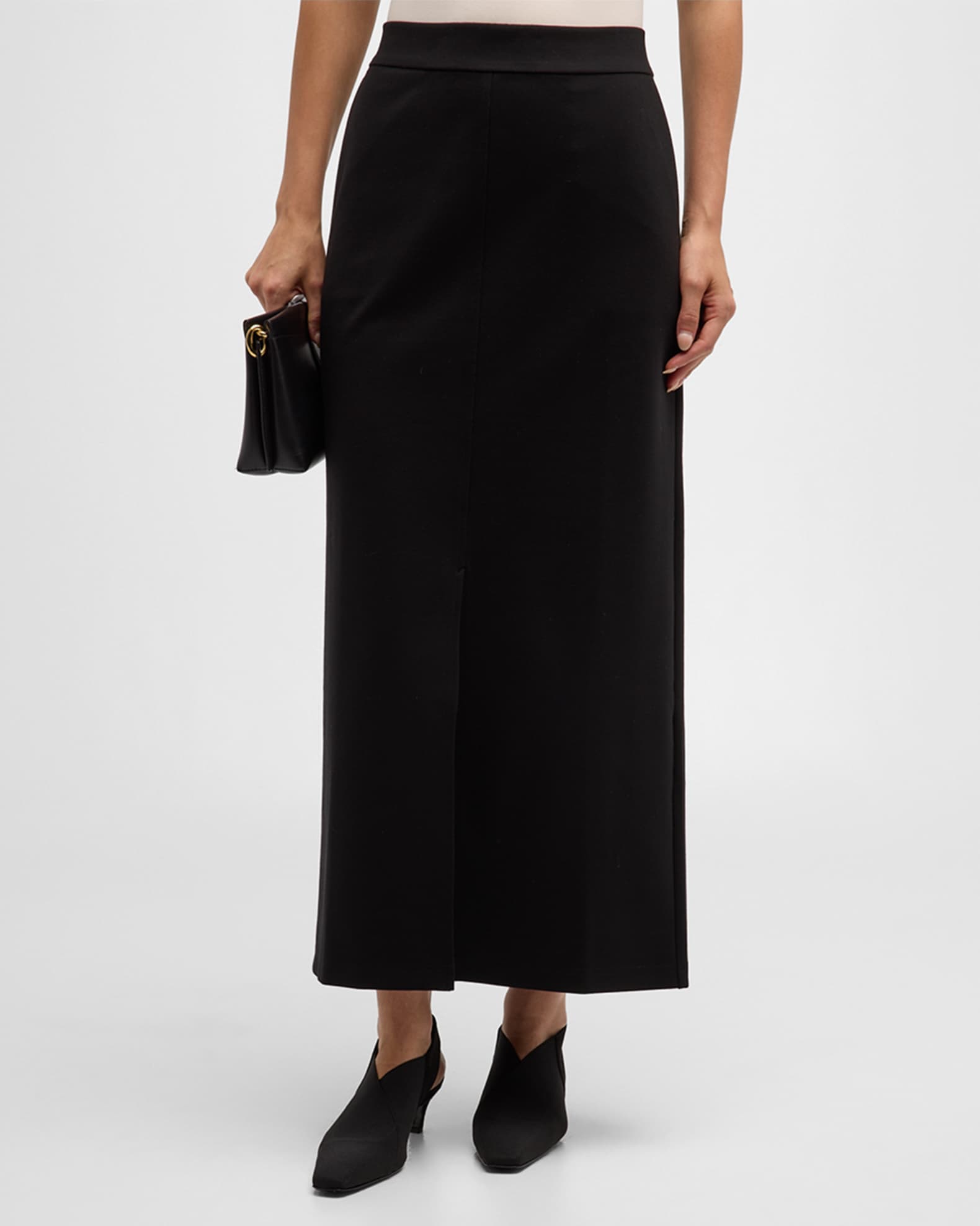 Straight Front-Slit Flex Ponte Maxi Skirt 1