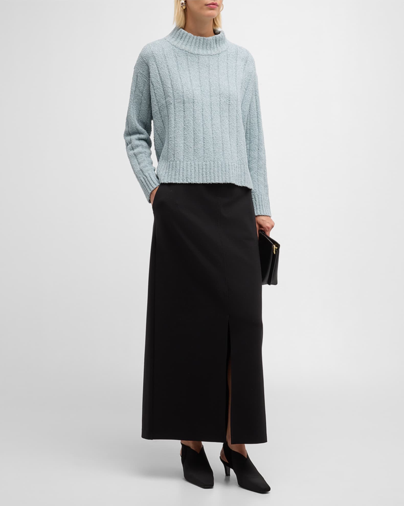 Eileen Fisher Straight Front-Slit Flex Ponte Maxi Skirt