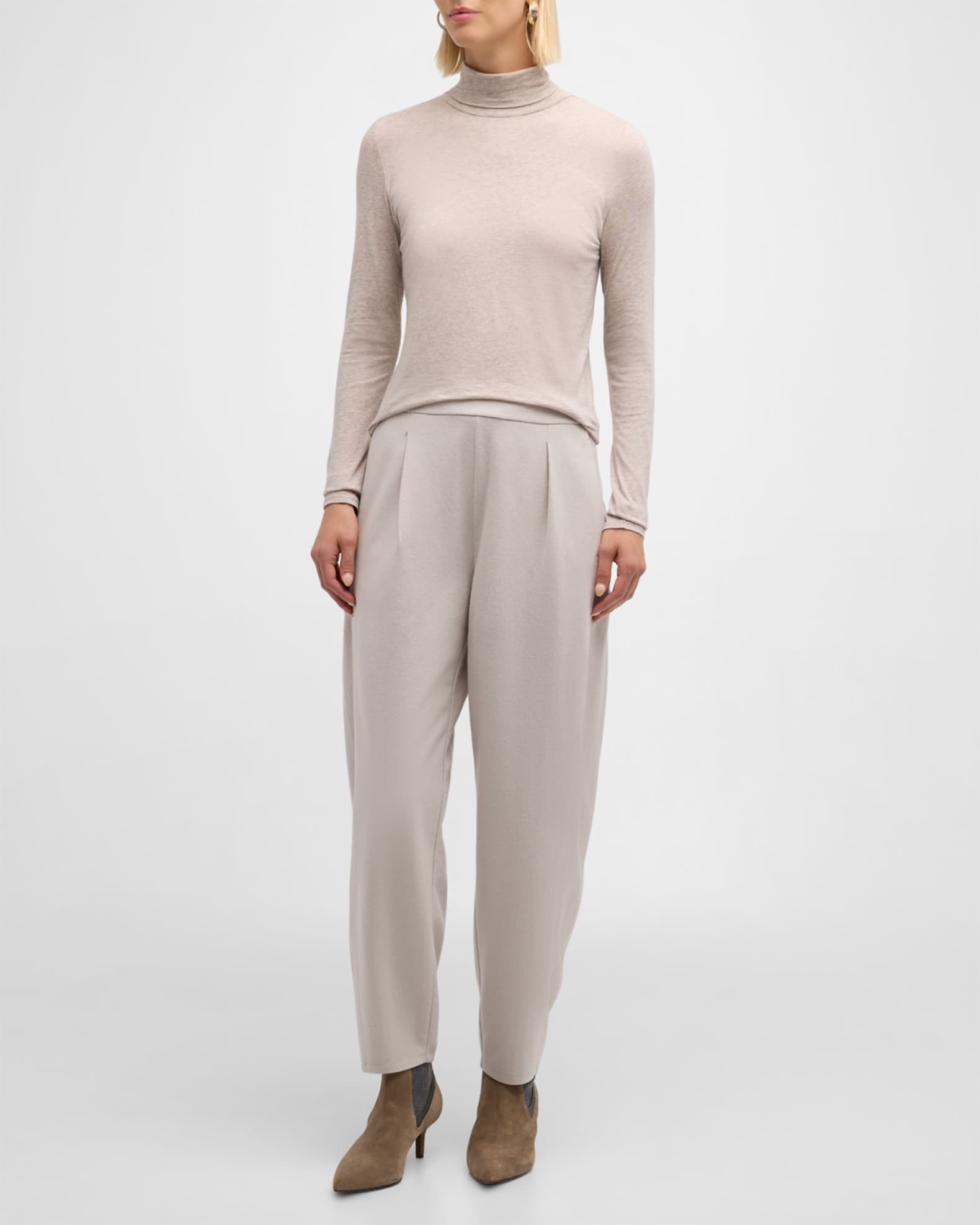 Turtleneck Sheer Knit Top