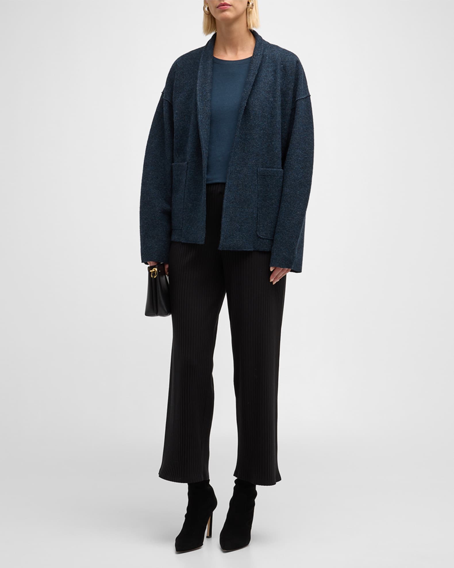 Open Front Boiled Wool Jacket
