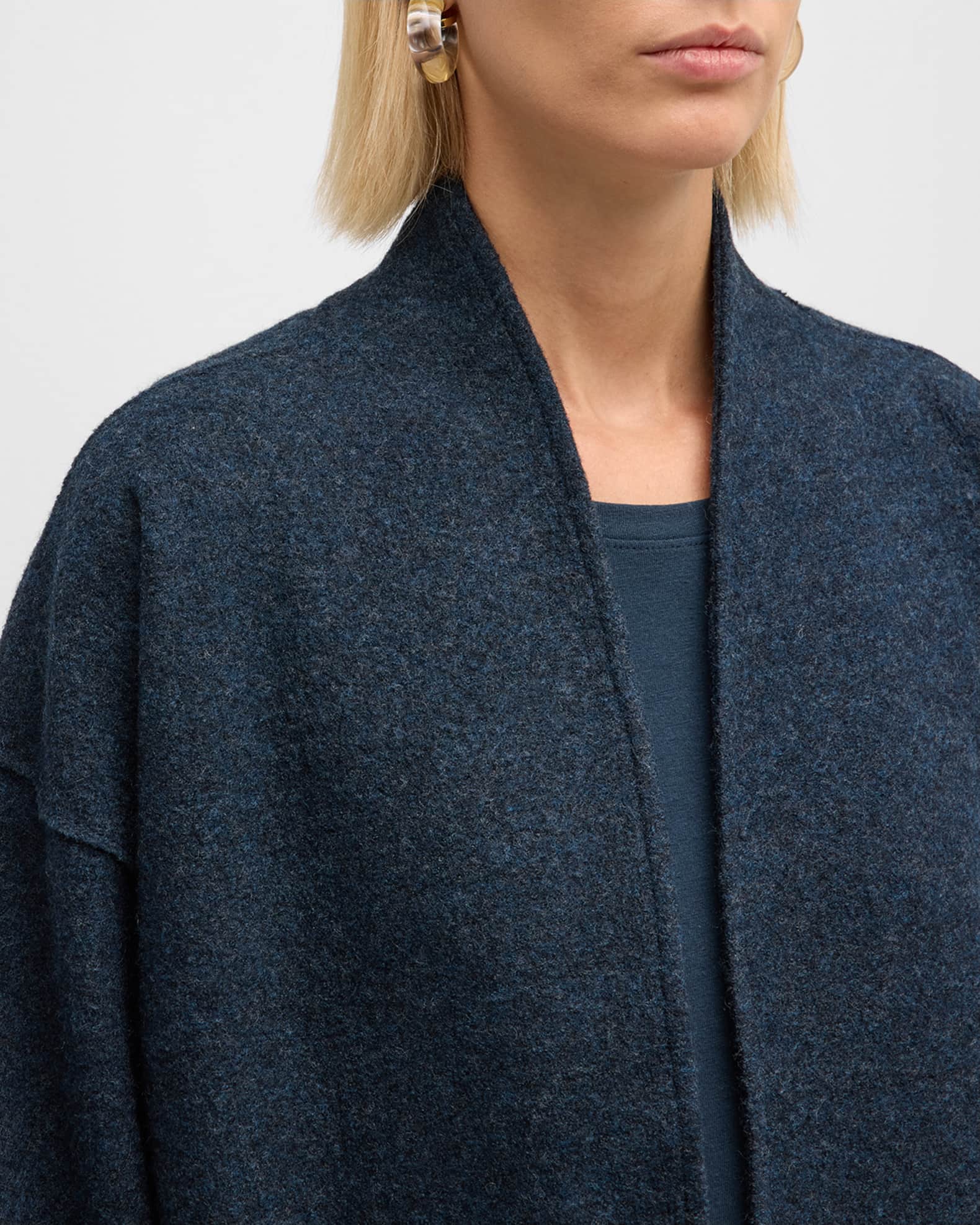 Open Front Boiled Wool Jacket