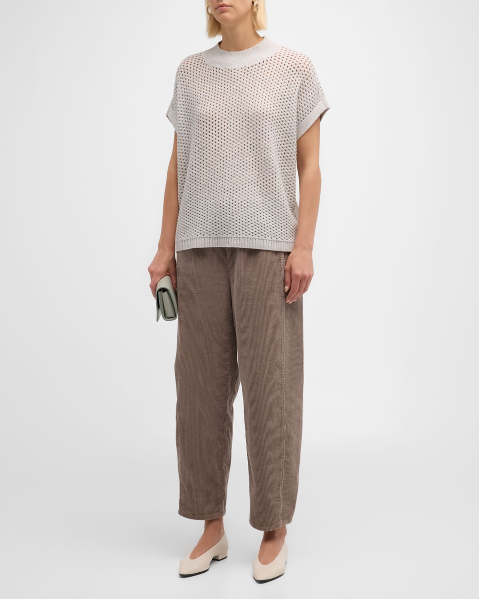 Open-Stitch Boxy Merino Wool Sweater 1