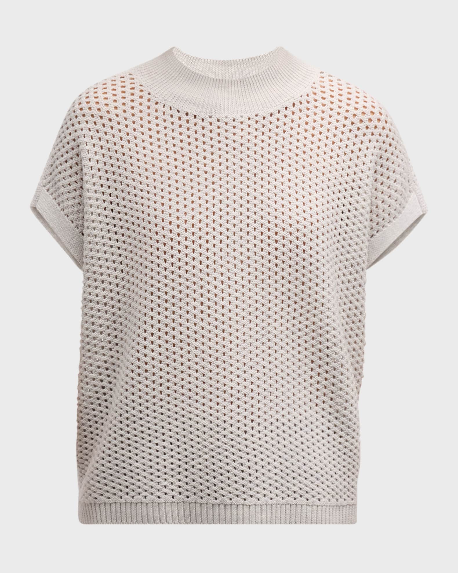 Open-Stitch Boxy Merino Wool Sweater 0