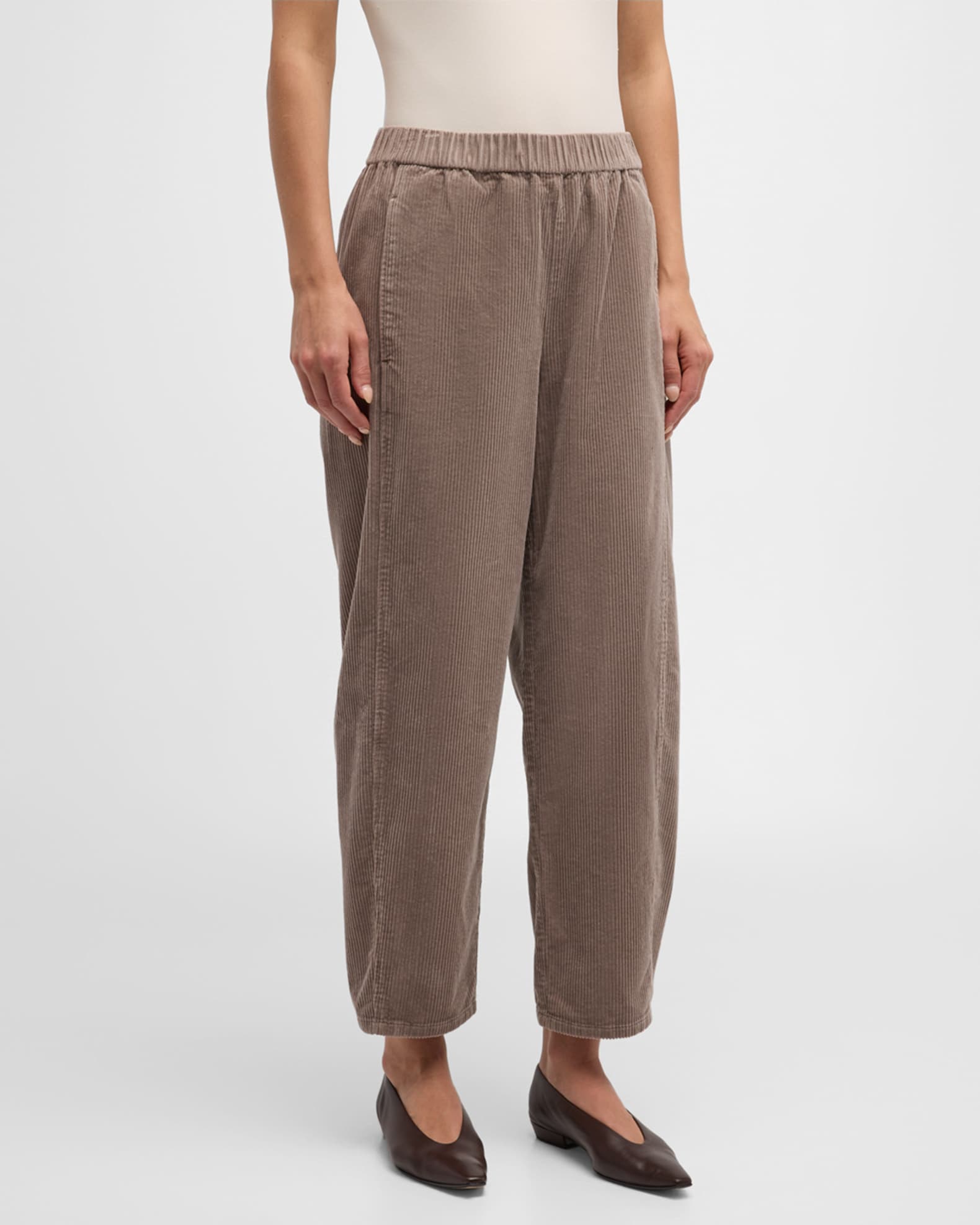 Cropped Organic Cotton Corduroy Lantern Pants