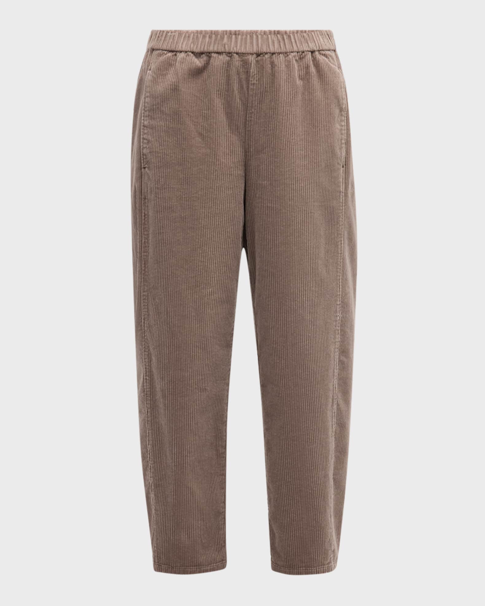 Cropped Organic Cotton Corduroy Lantern Pants