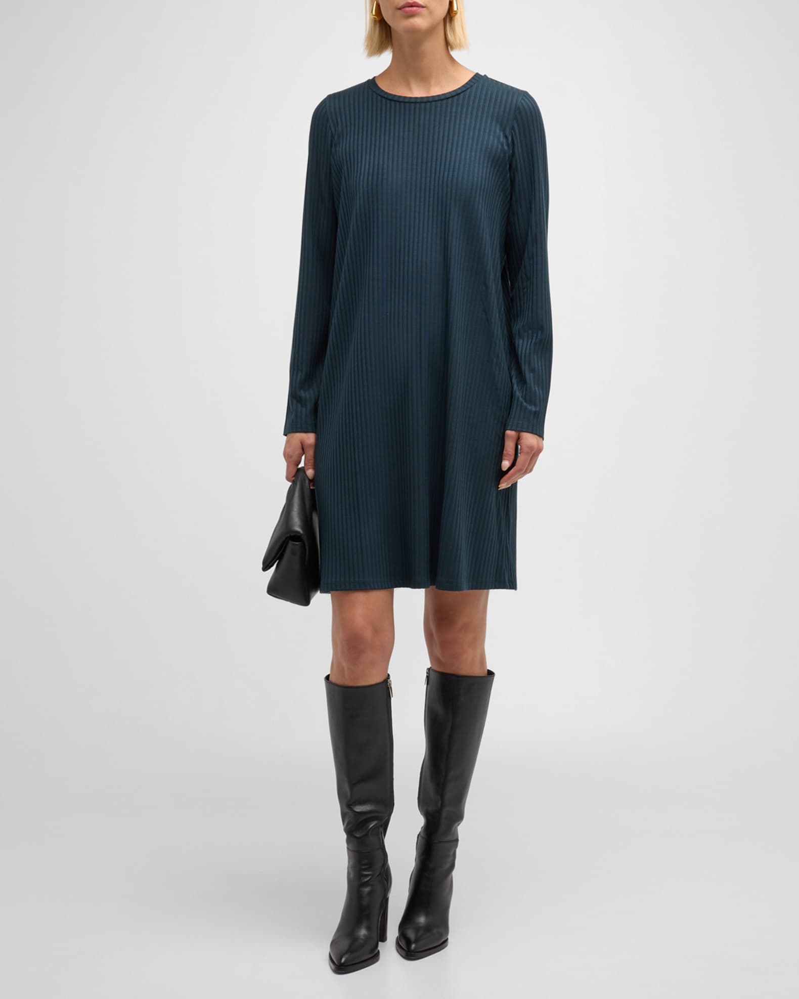 Ribbed Crewneck Shift Dress