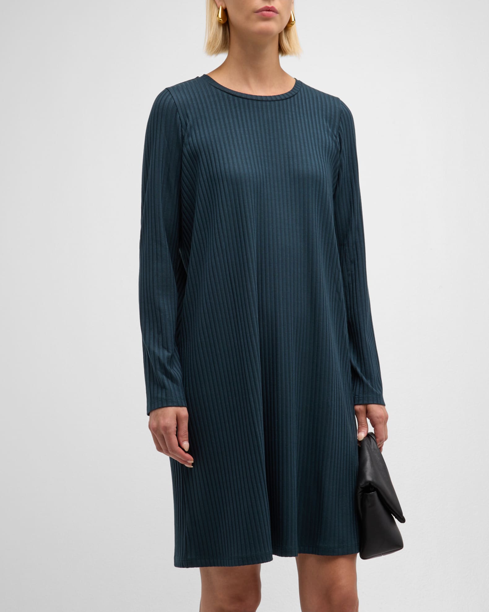 Ribbed Crewneck Shift Dress