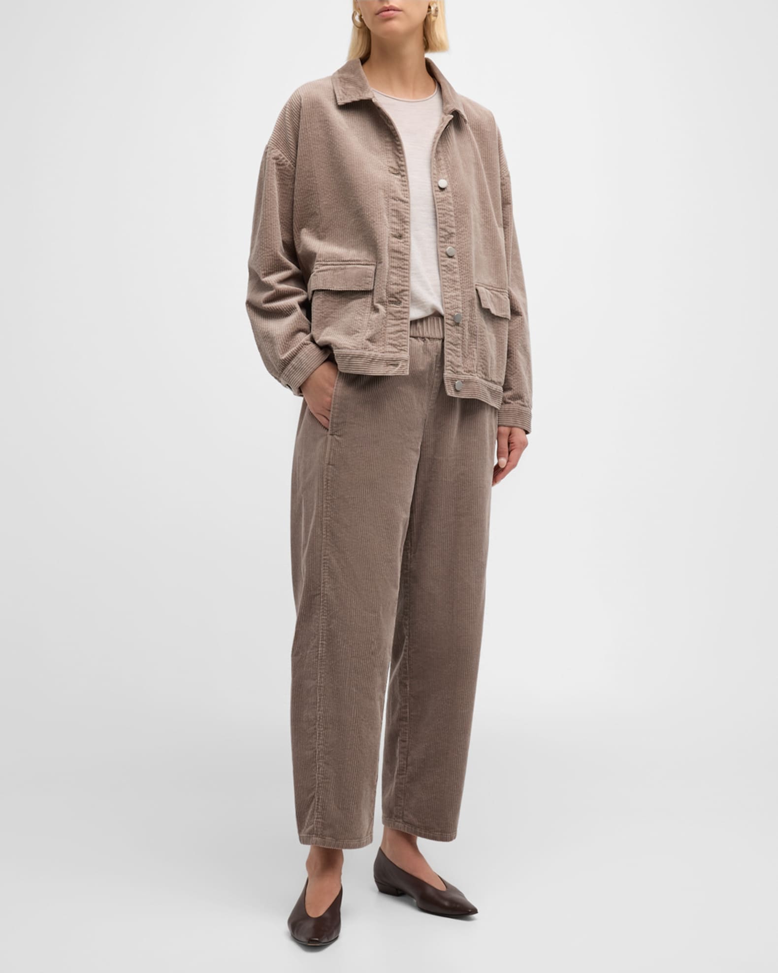 Eileen Fisher Women s Oversized Classic Collar Corduroy Jacket