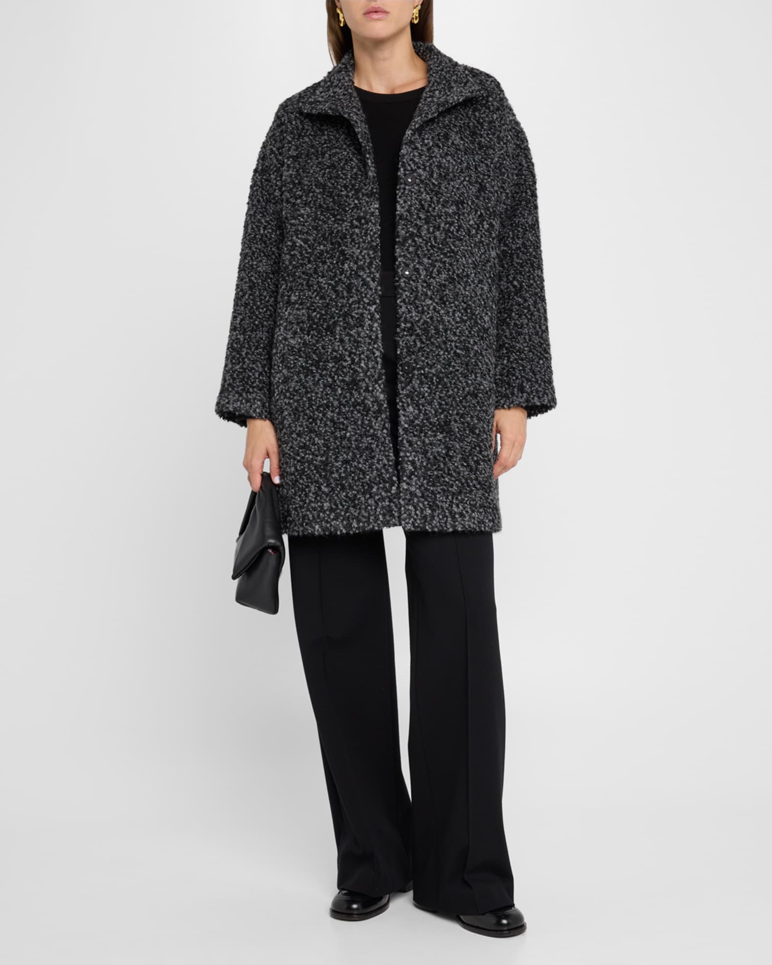Snap-Front Curly Alpaca Wool Coat 1
