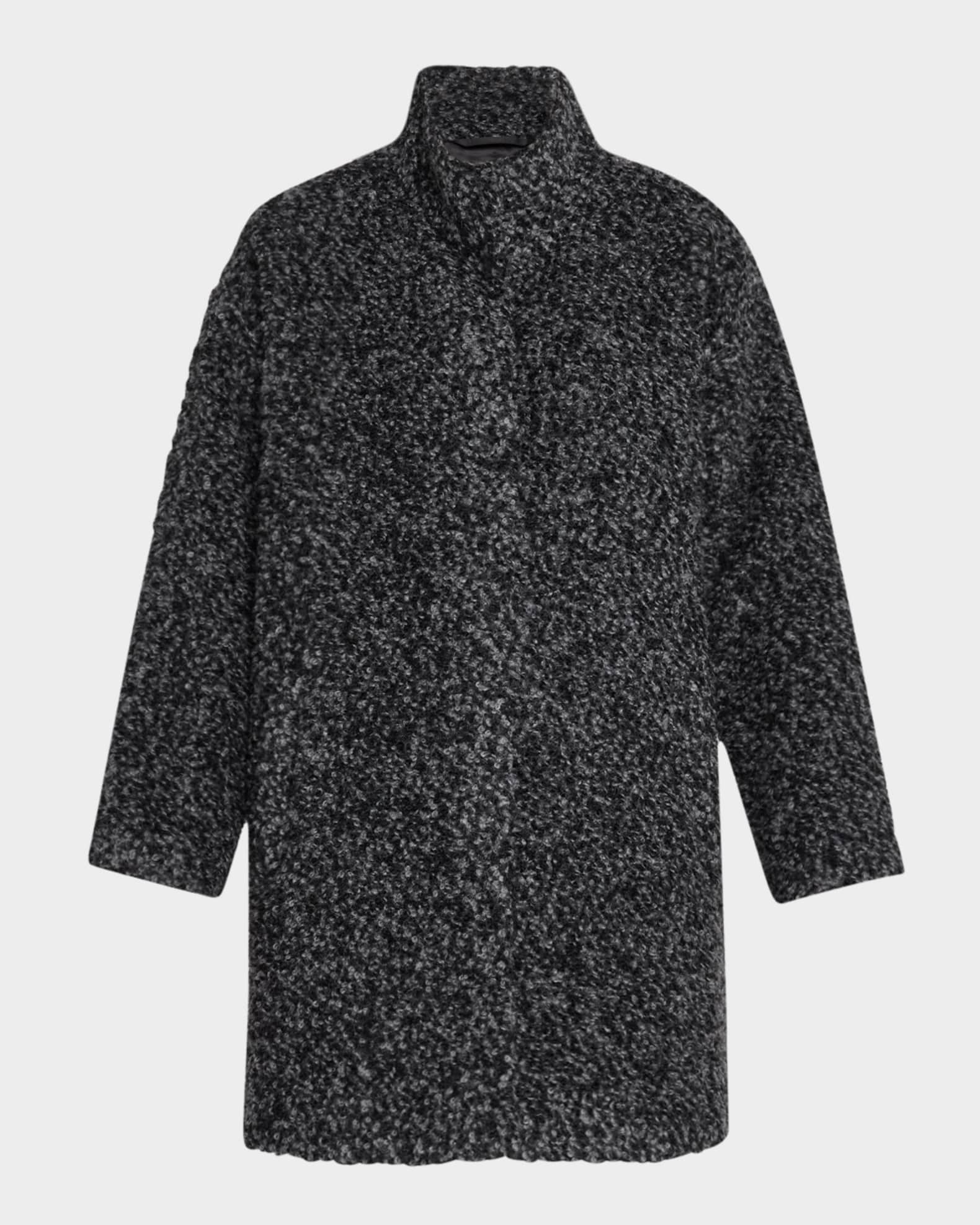 Snap-Front Curly Alpaca Wool Coat 0