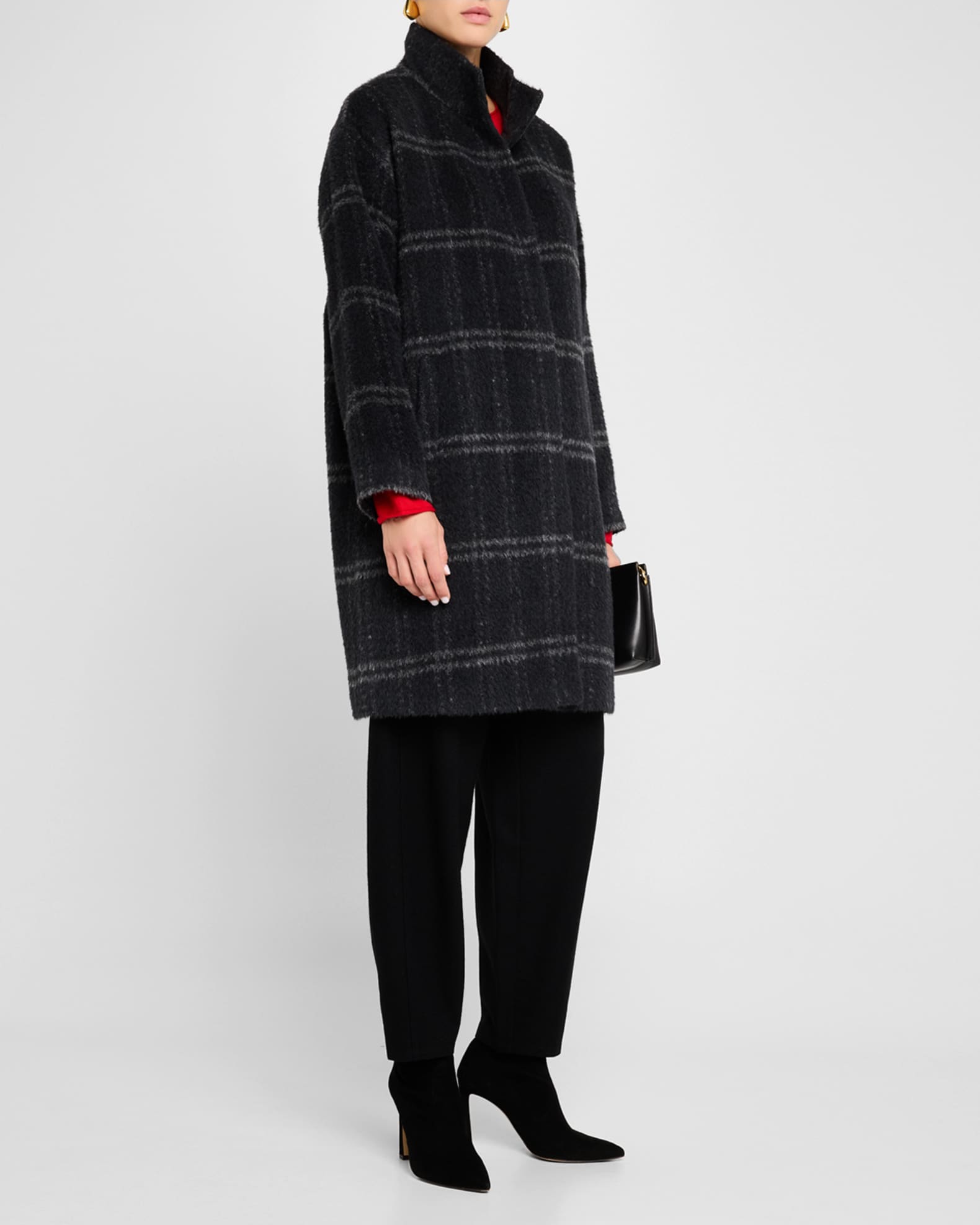 Eileen fisher luxe alpaca plaid coat hotsell