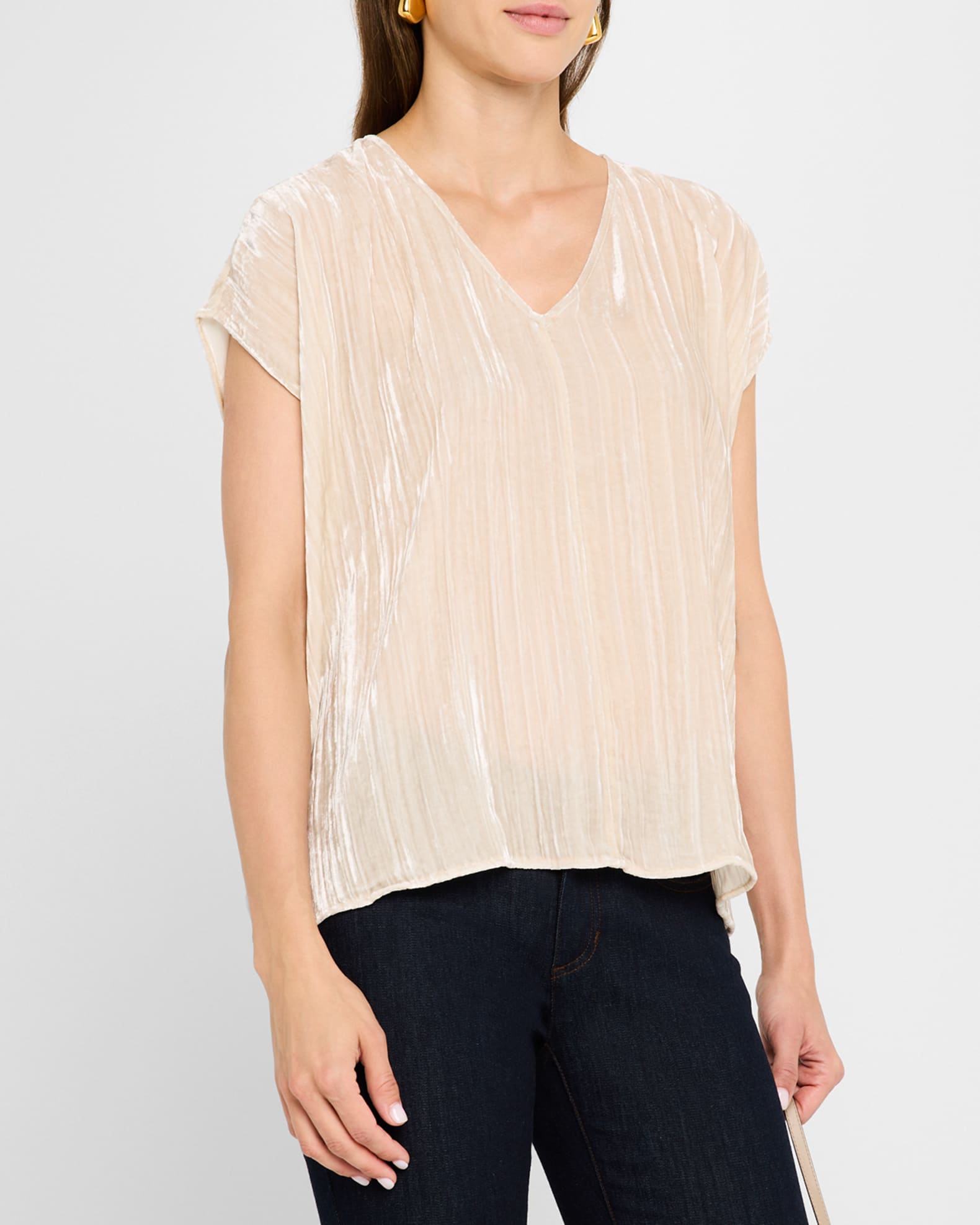 Eileen Fisher Crushed Shimmer Velvet Top Neiman Marcus